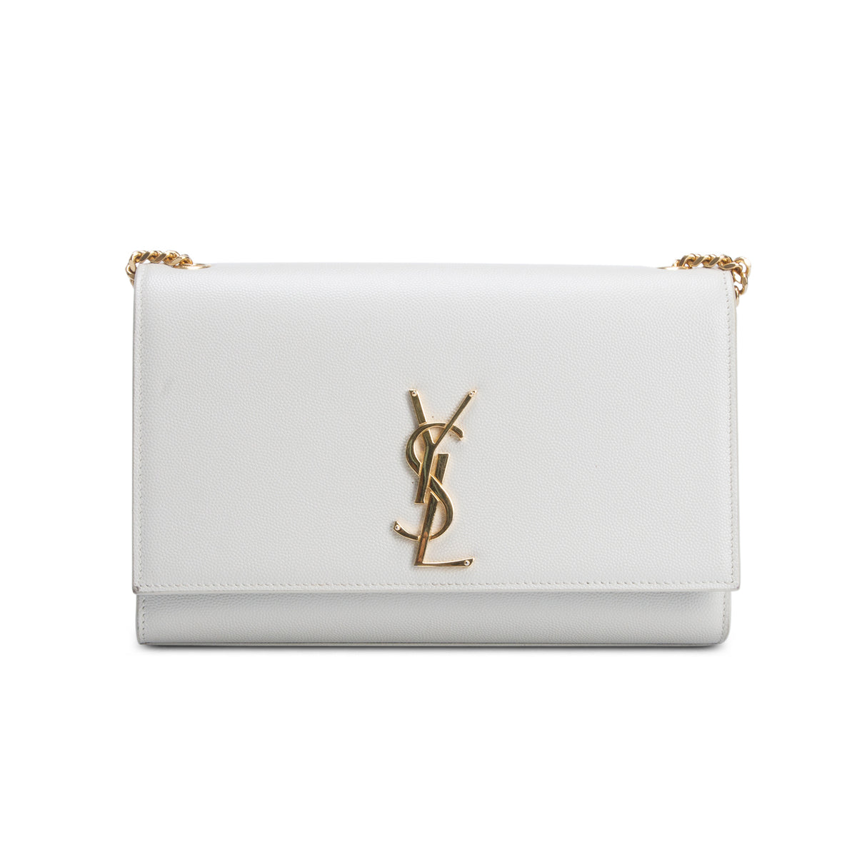 Saint Laurent Cream Grain De Poudre Medium Kate Bag w/ Box