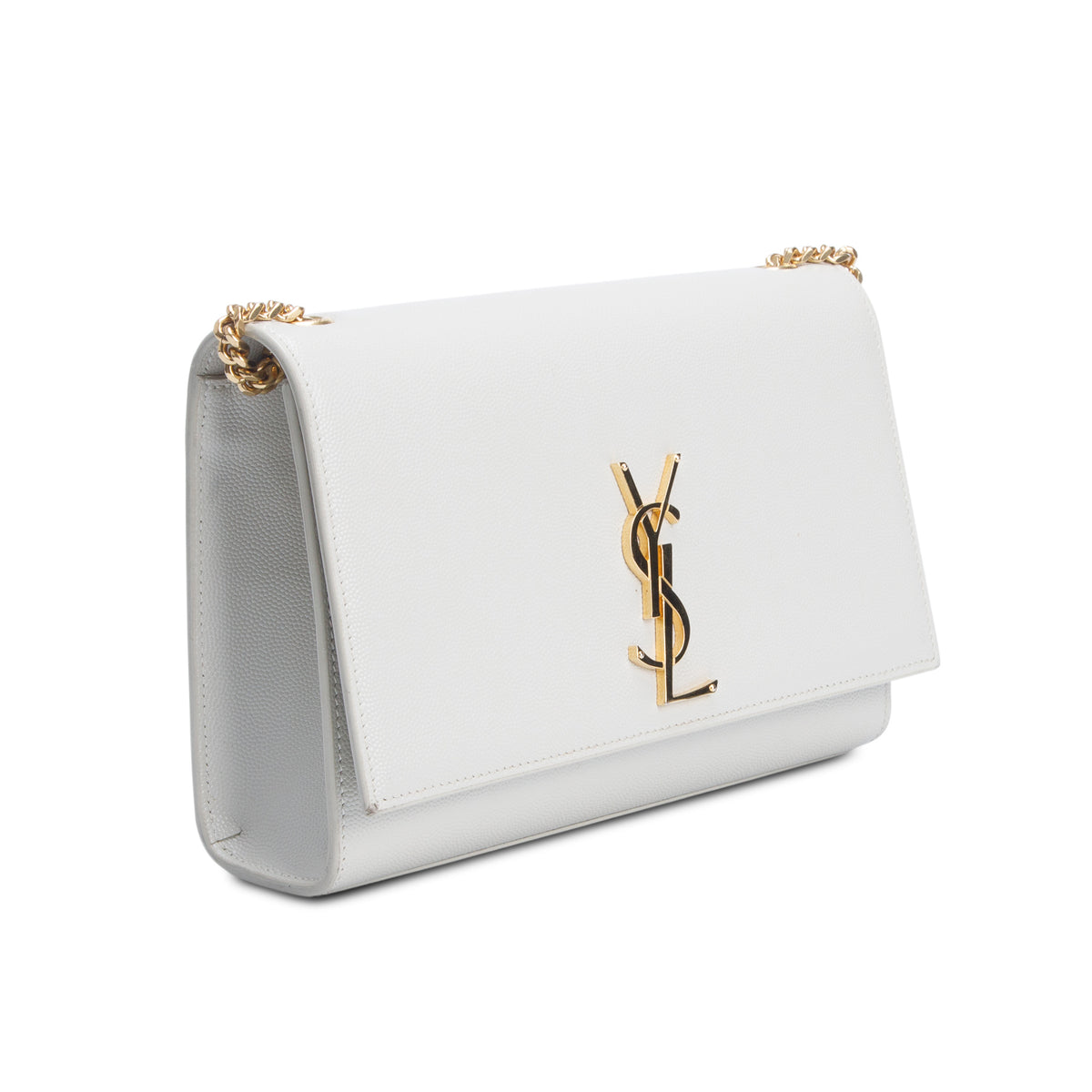 Saint Laurent Cream Grain De Poudre Medium Kate Bag w/ Box