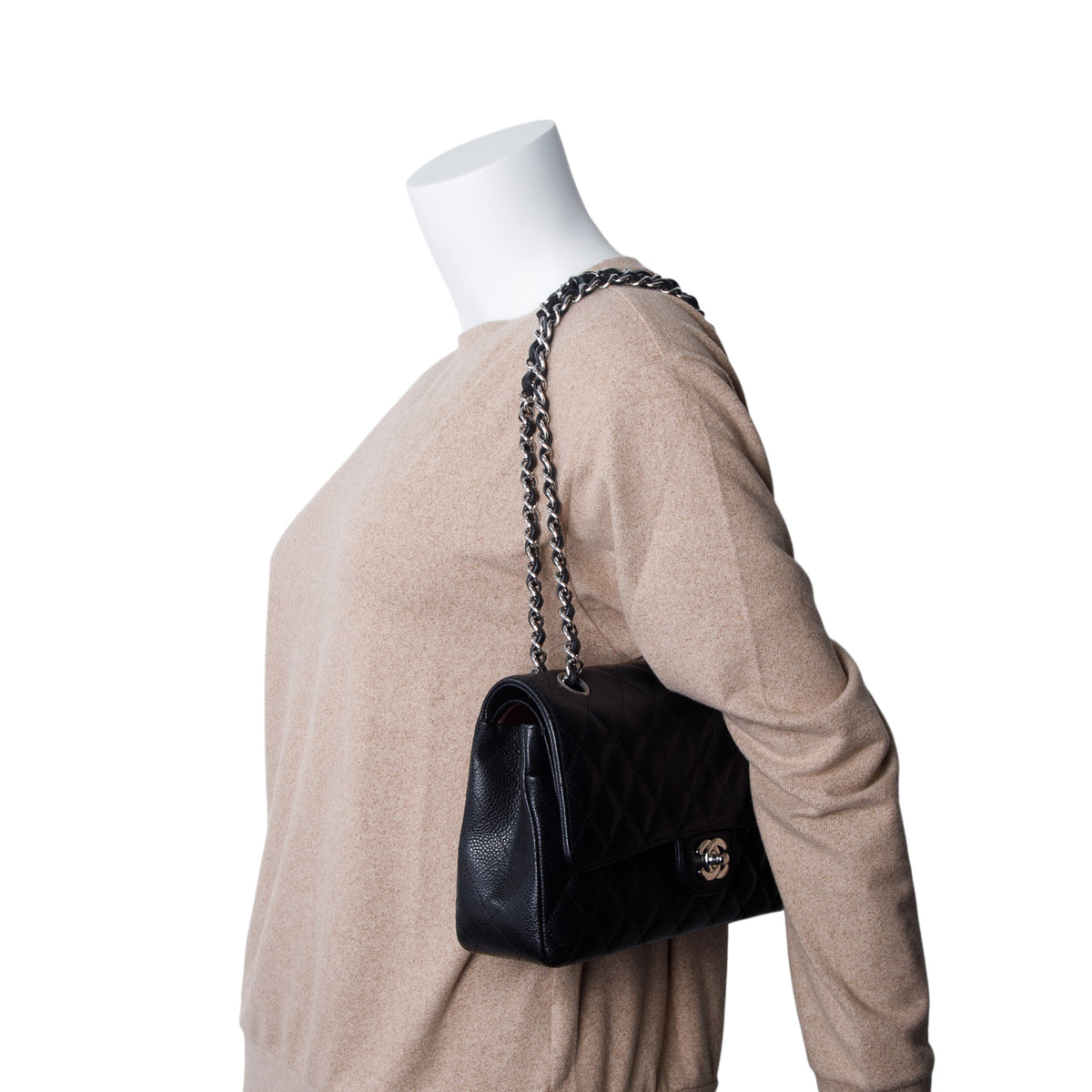 Chanel Black Caviar Quilted Medium Double Flap Bag