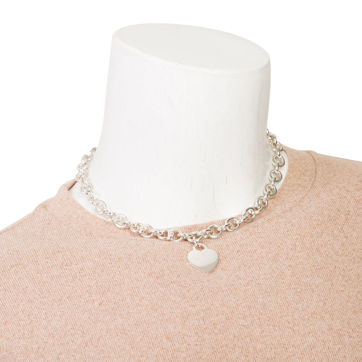 Tiffany & Co. Sterling Silver Heart Tag Chain Link Necklace