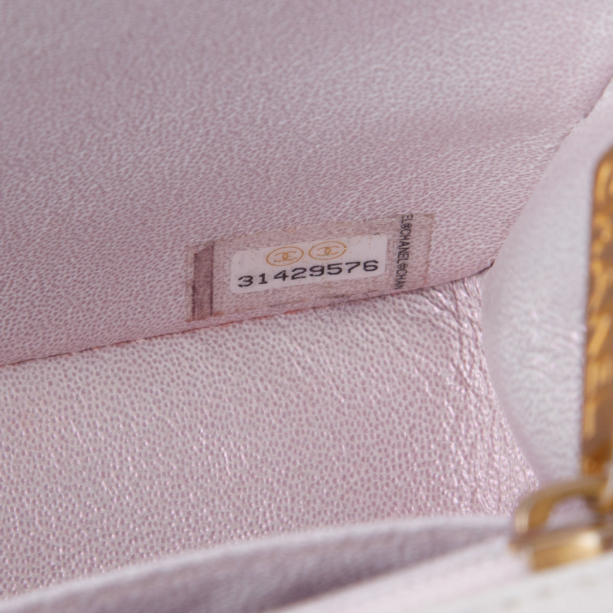 Chanel 2021 White Iridescent Lambskin Quilted Mini Top Handle Rectangular Flap w/ Authenticity Card