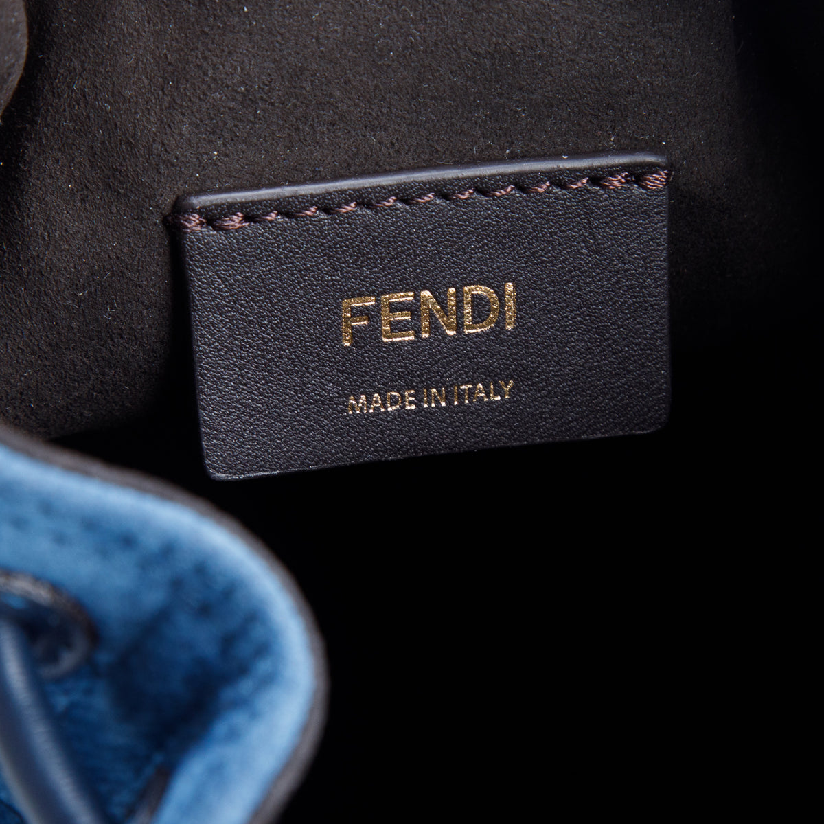 Fendi 2025 Blue Denim Effect Velvet FF Jacquard Vitello Mini Mon Tresor Bucket Bag w/ Box, Straps & Receipt