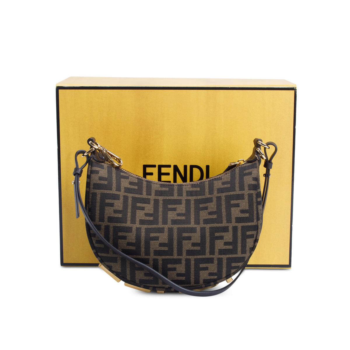 Fendi 2026 Brown FF Zucca Jacquard Mini Fendigraphy Bag w/ Box, Strap & Receipt