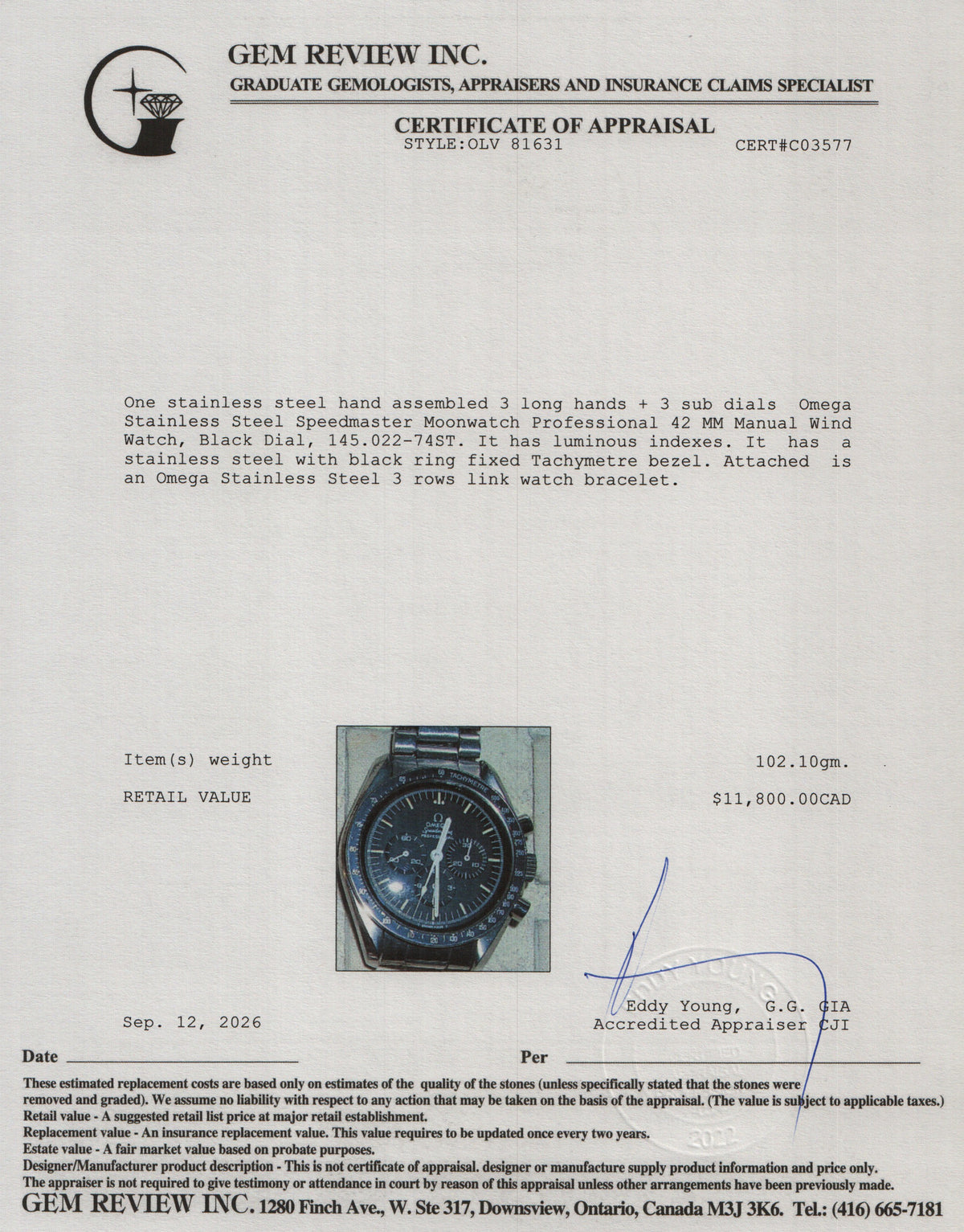 Omega Stainless Steel Speedmaster Moonwatch Professional 42 MM Manual Watch Black Dial