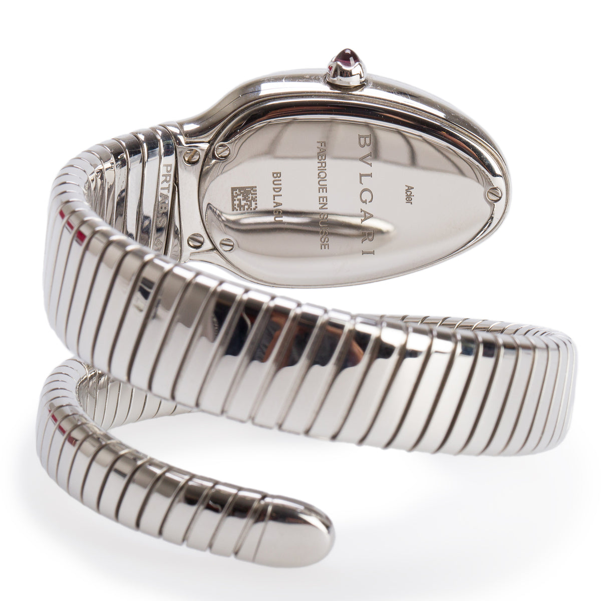 BVLGARI 2025 Stainless Steel Serpenti Tubogas Watch Silver Opaline Dial 101817 w/ Box & Papers