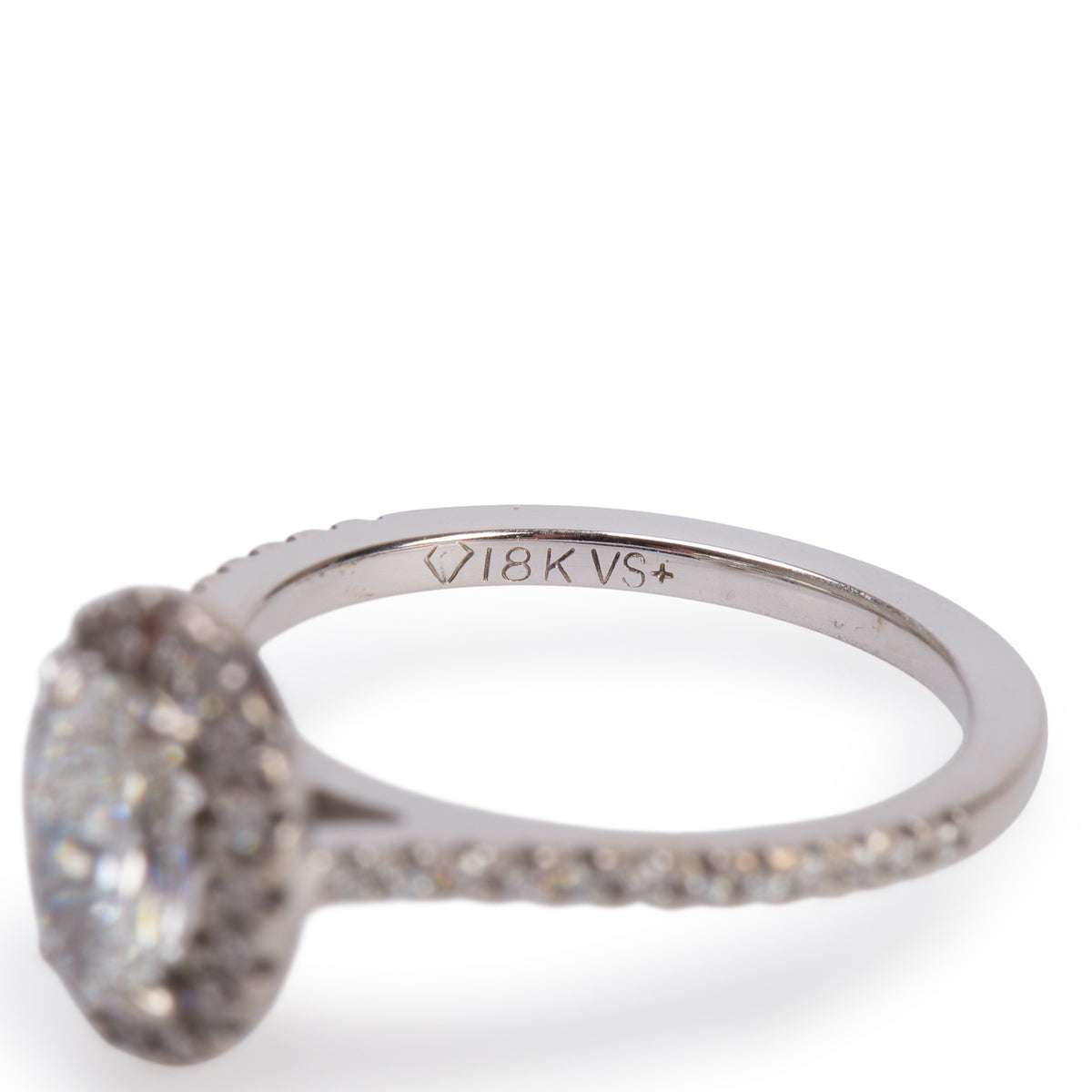 18k White Gold 0.60 ct. Oval Shaped Diamond Double Halo Engagement Ring, Size 4