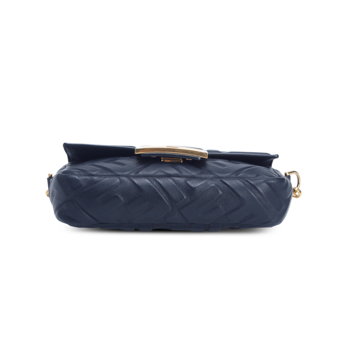 Fendi Black Nappa Mini FF Embossed Baguette w/ Straps