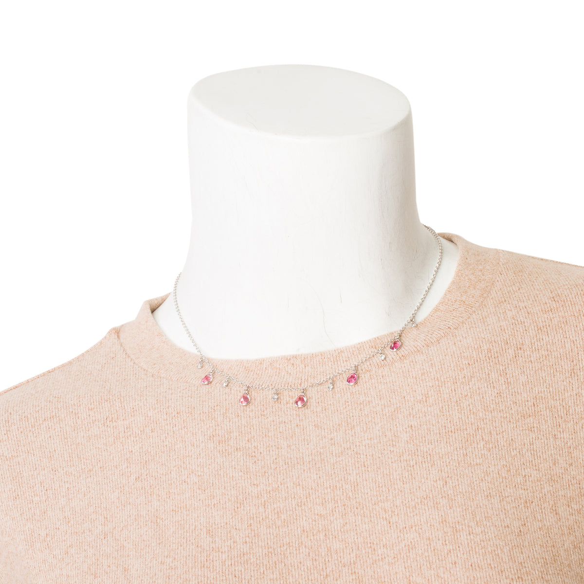 14k-18k White Gold Tourmaline and Diamond Necklace