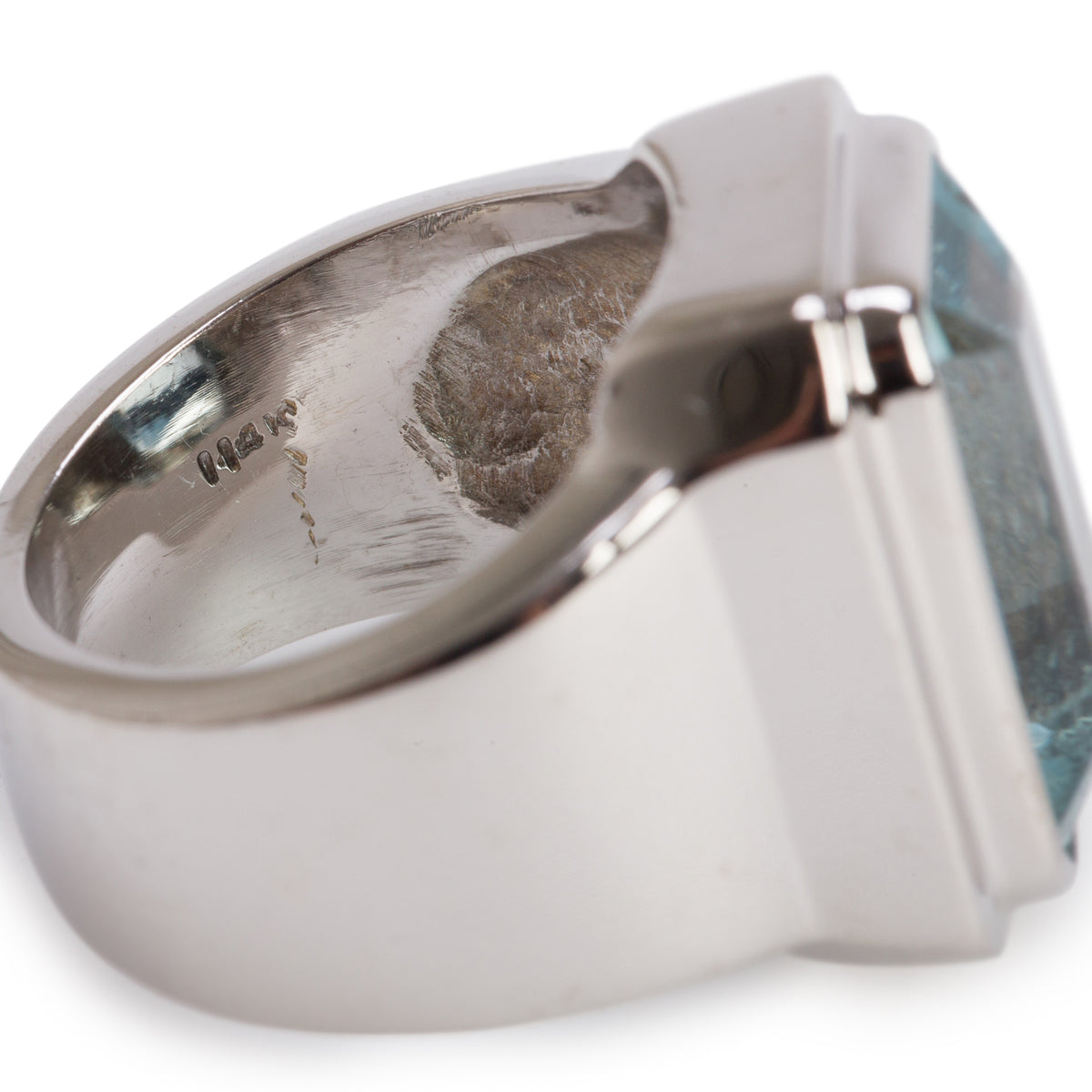 14k White Gold 8.42 ct. Emerald Cut Aquamarine Ring, Size 5