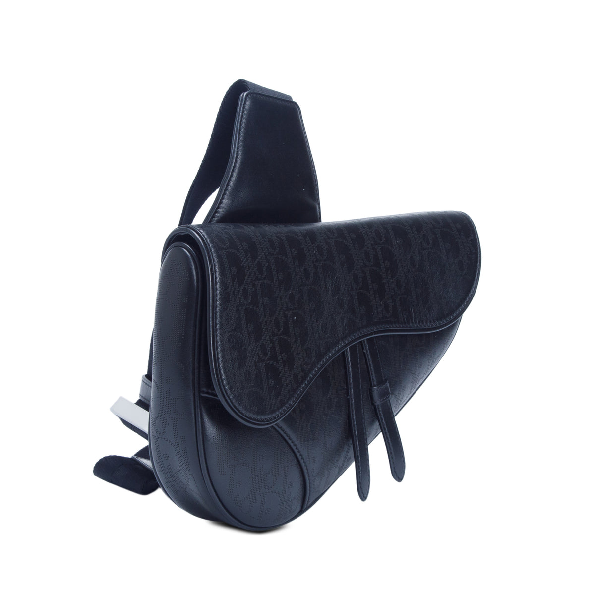 Christian Dior 2021 Calfskin Perforated Oblique Galaxy Saddle Bag w/ Authenticity Card