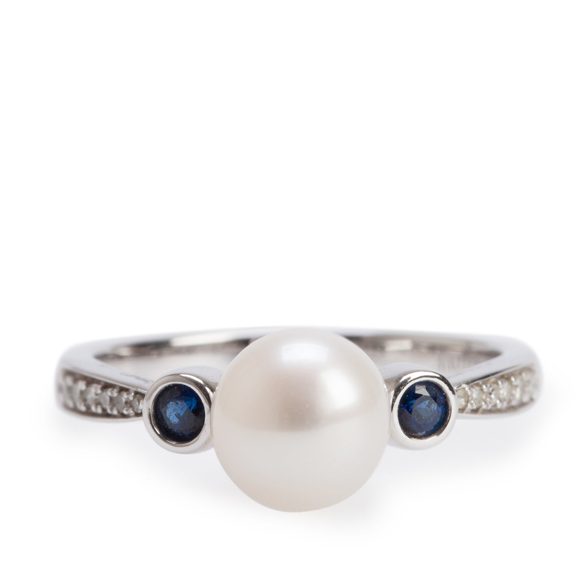 Vera Wang 10k White Gold Pearl & Diamond Ring, Size 7.25