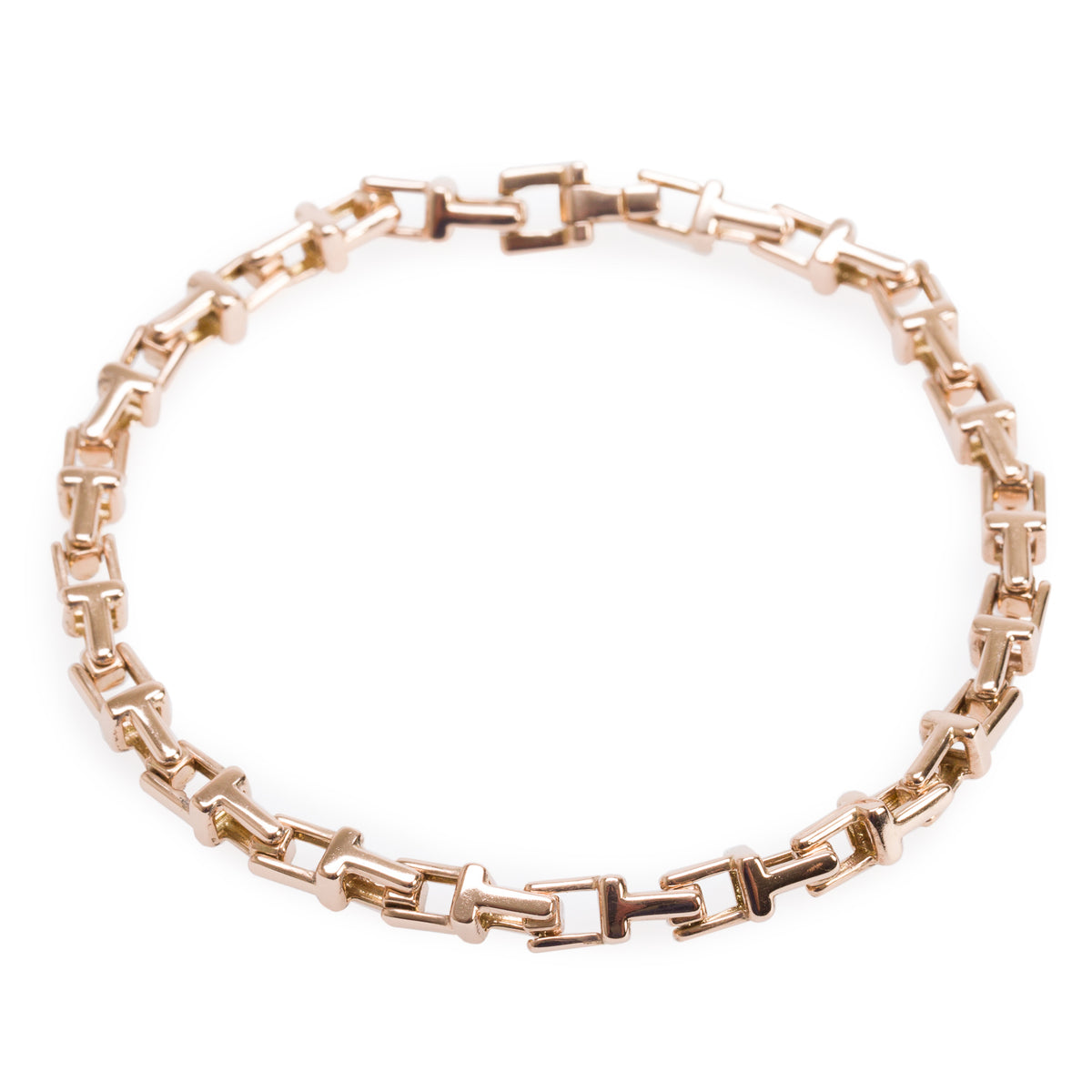 Tiffany & Co. 18k Rose Gold T Narrow Chain Bracelet w/ Box