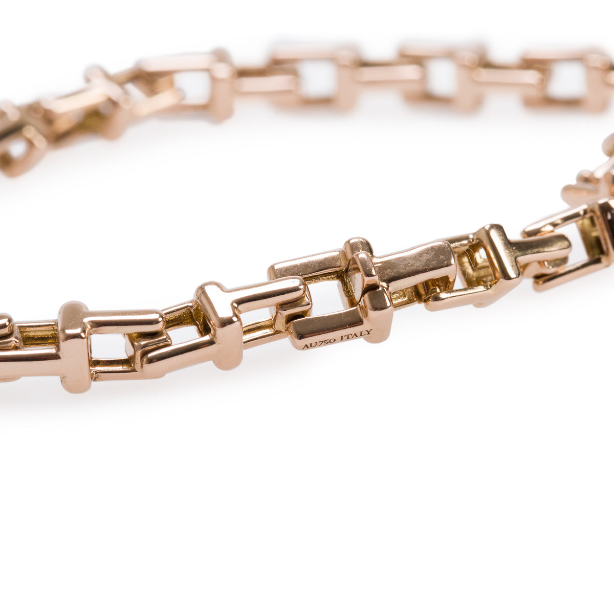 Tiffany & Co. 18k Rose Gold T Narrow Chain Bracelet w/ Box