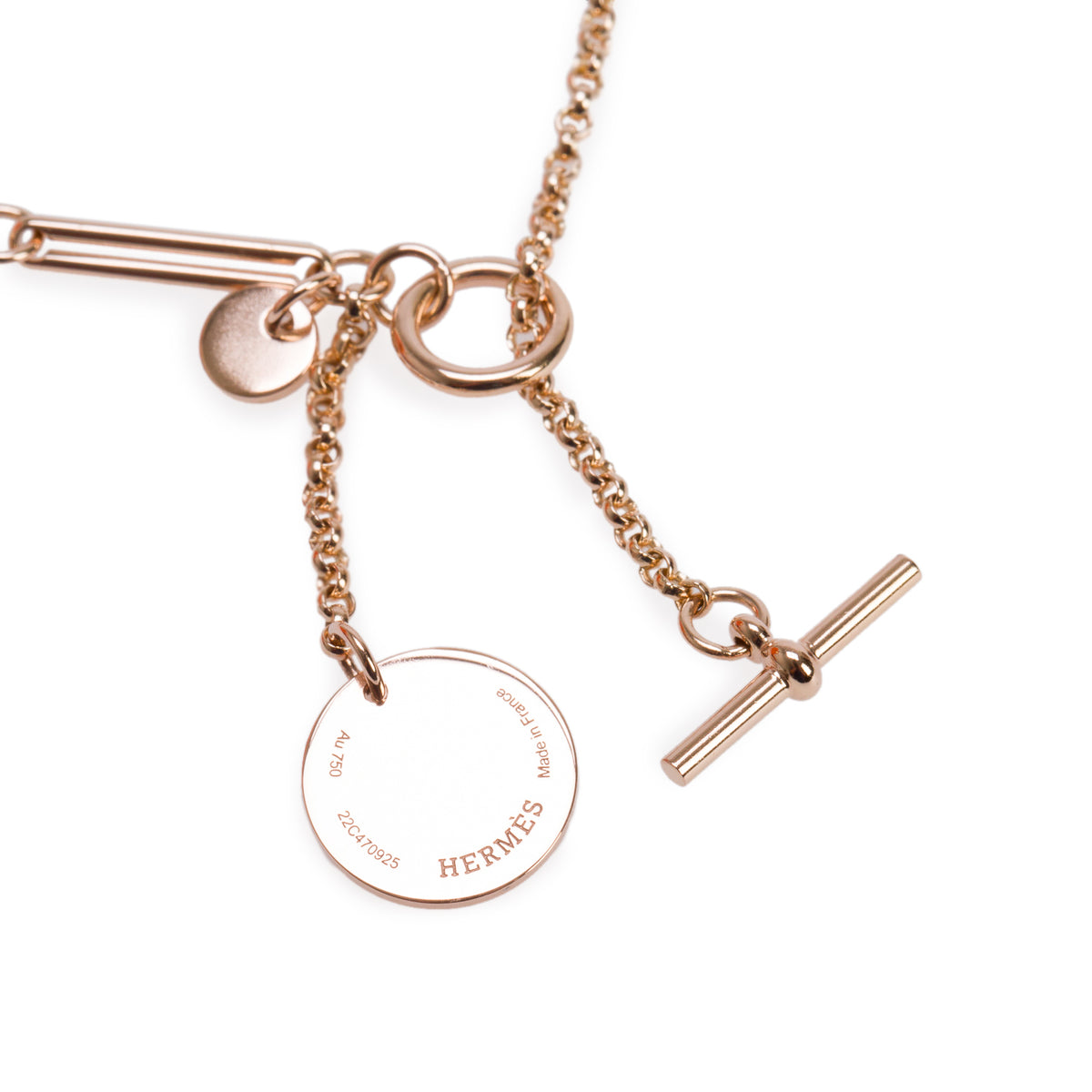 Hermes 18k Rose Gold Diamond Ex-Libris Pendant Necklace, Small Model w/ Box