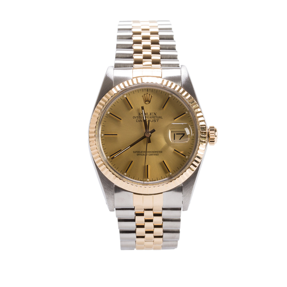 Rolex Stainless Steel & 18k Yellow Gold Datejust 36 MM Watch Gold Dial 16013
