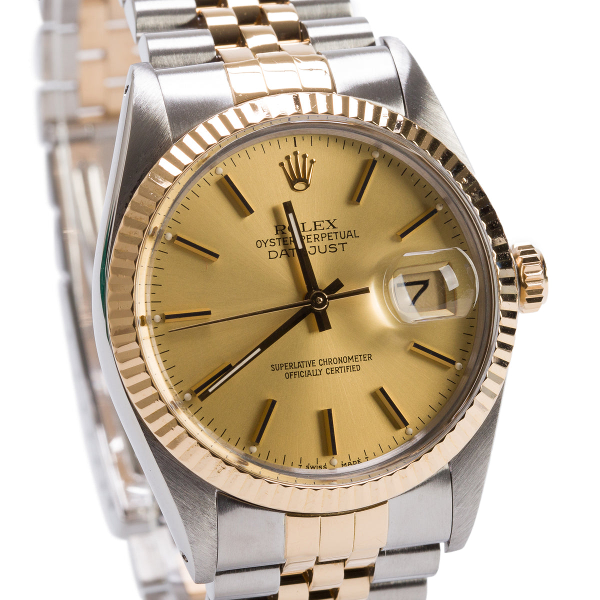 Rolex Stainless Steel & 18k Yellow Gold Datejust 36 MM Watch Gold Dial 16013