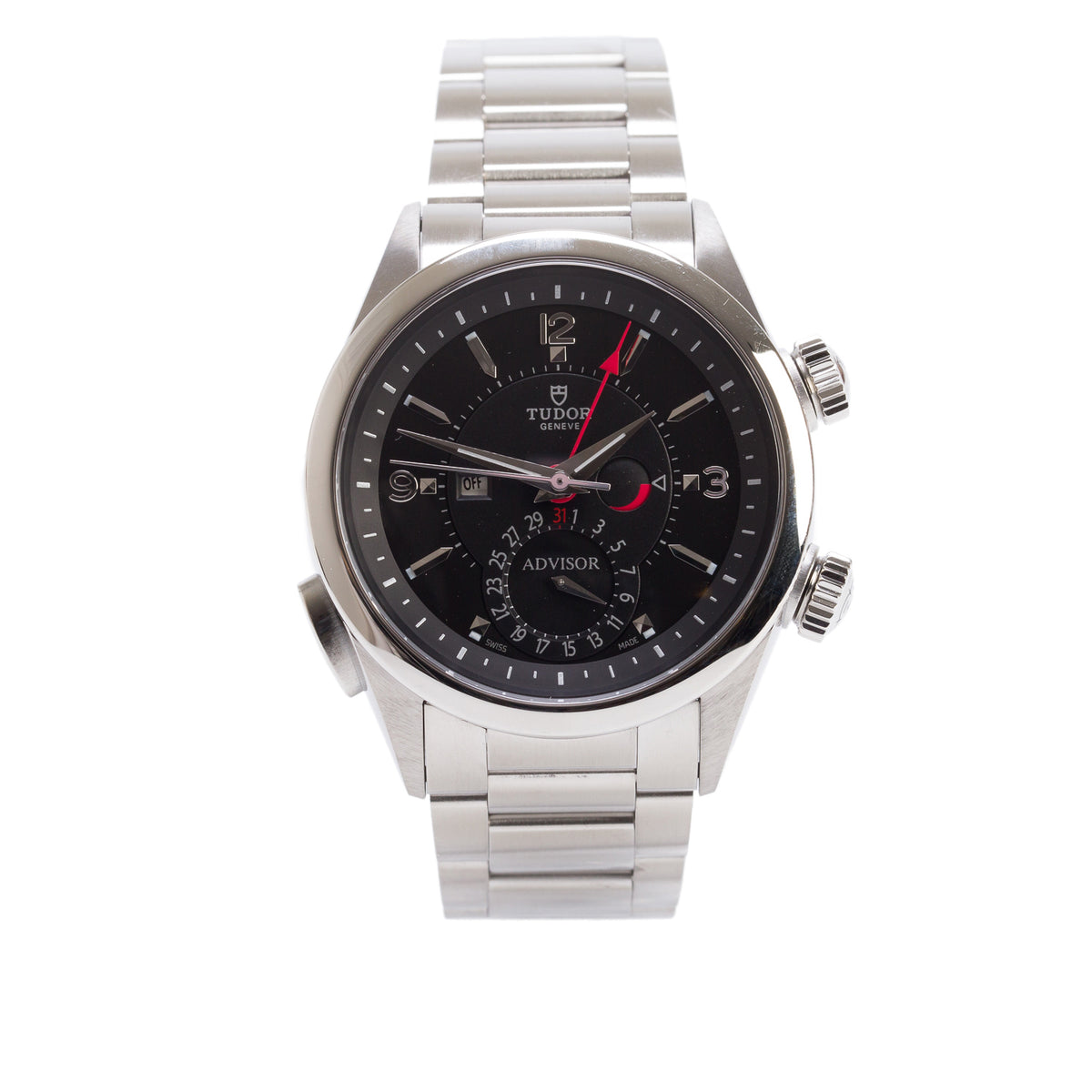 Tudor Stainless Steel Heritage Advisor 42 MM Automatic Watch Black Dial 79620TN w/ Box & Papers