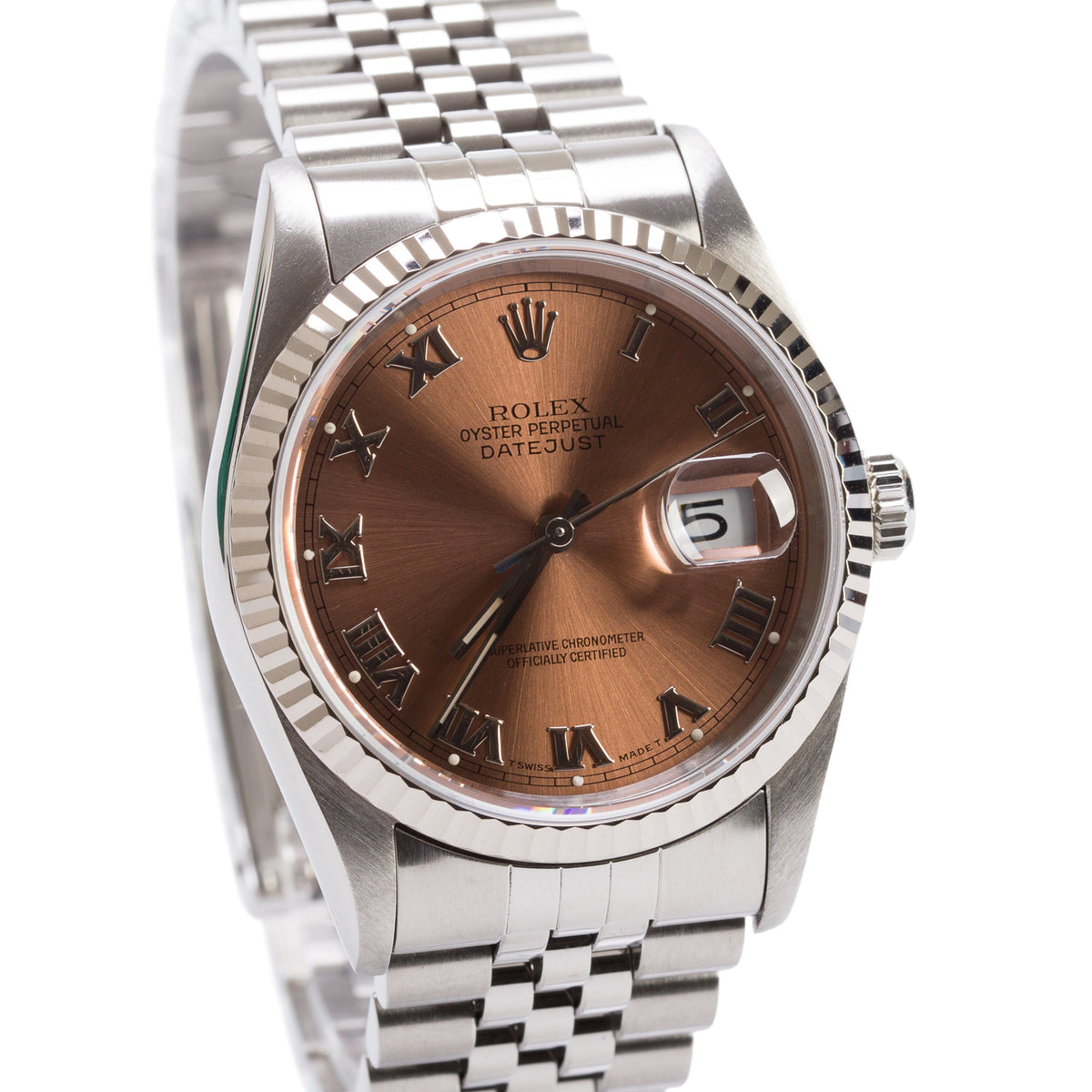 Rolex Stainless Steel Oyster Perpetual Datejust 36 MM Watch Salmon Dial 16234 w/ Box