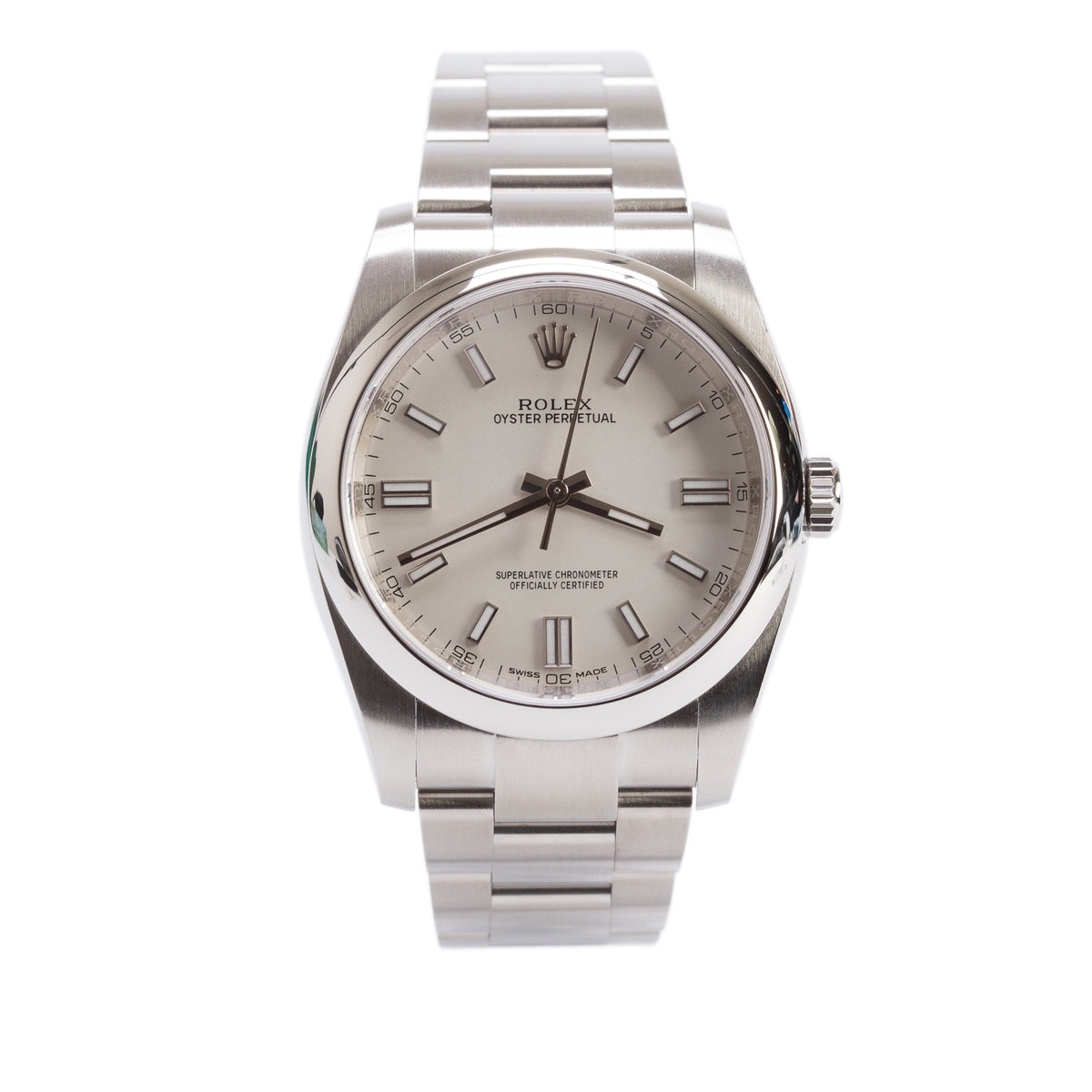 Rolex Stainless Steel Oyster Perpetual 36 MM Watch White Dial 116000 w/ Box & Papers
