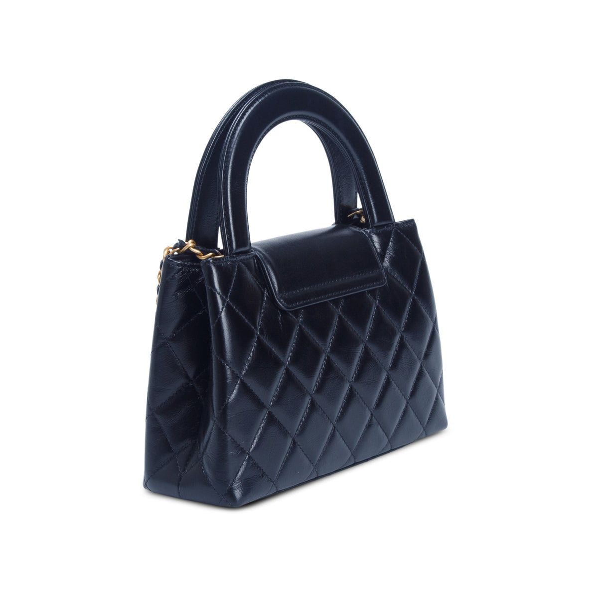 Chanel Black Shiny Aged Calfskin Quilted Nano Kelly Shopper