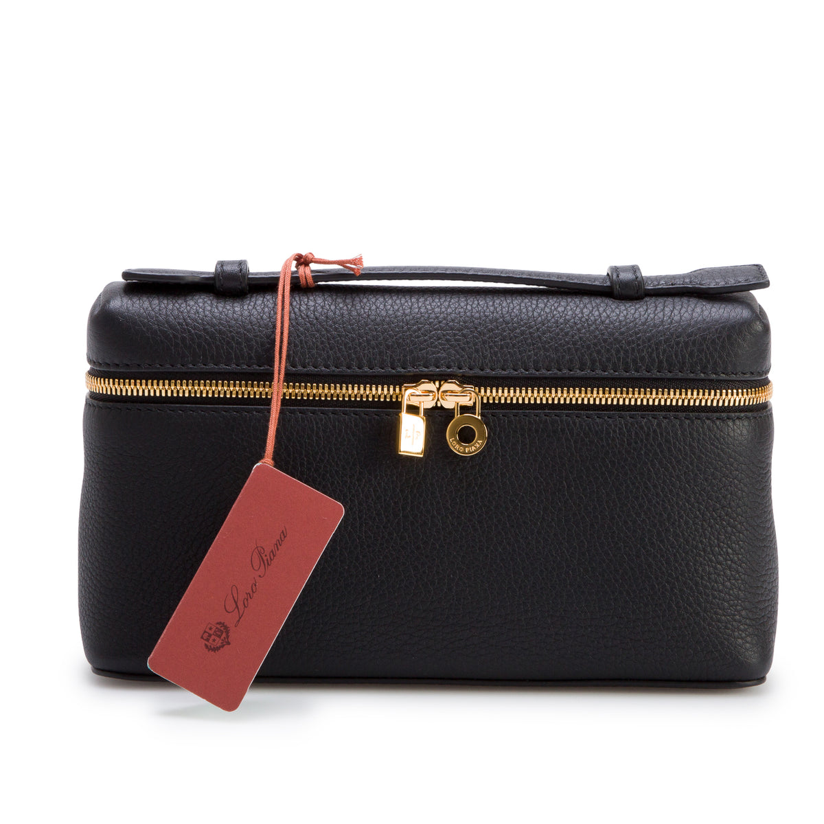 Loro Piana Black Grained Calfskin Leather Extra Pocket L19 Pouch w/ Box & Strap