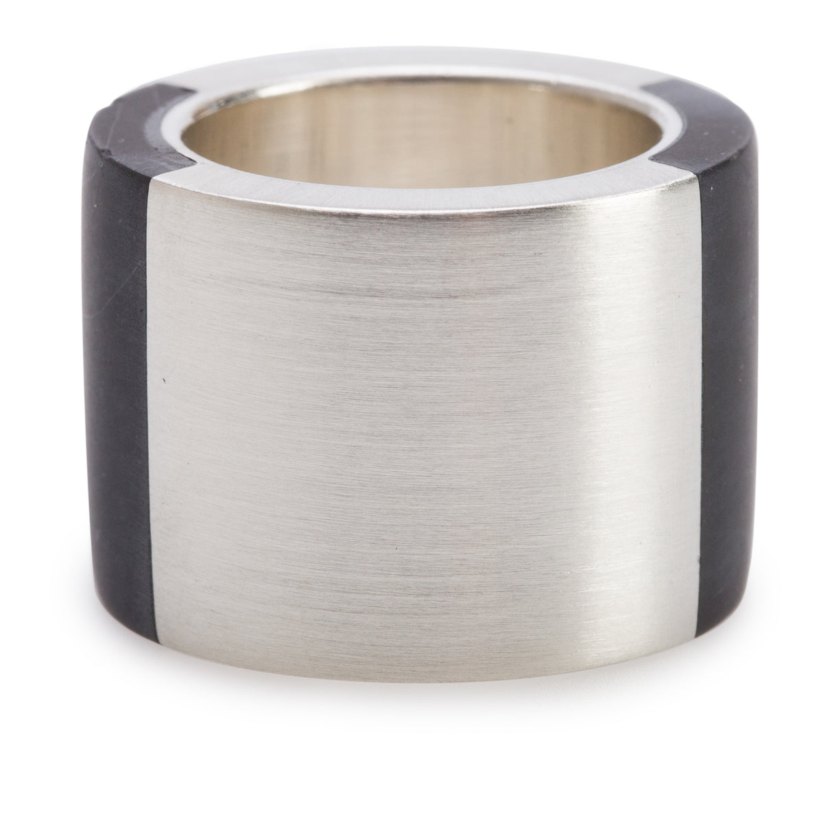 Gucci Sterling Silver & Ebony Cigar Wide Band Ring, Size 5