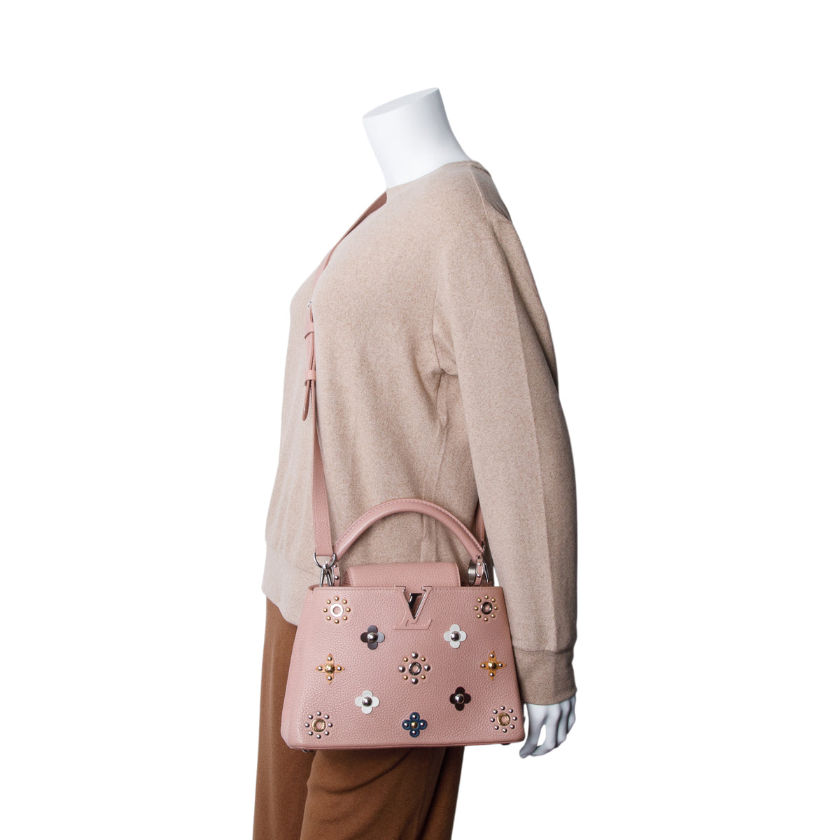Louis Vuitton Pink Taurillon Mechanical Flowers Capucines BB w/ Strap