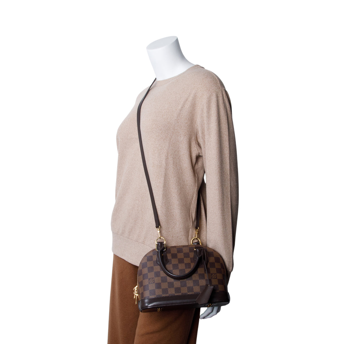 Louis Vuitton 2020 Damier Ebene Alma BB w/ Strap & Receipt