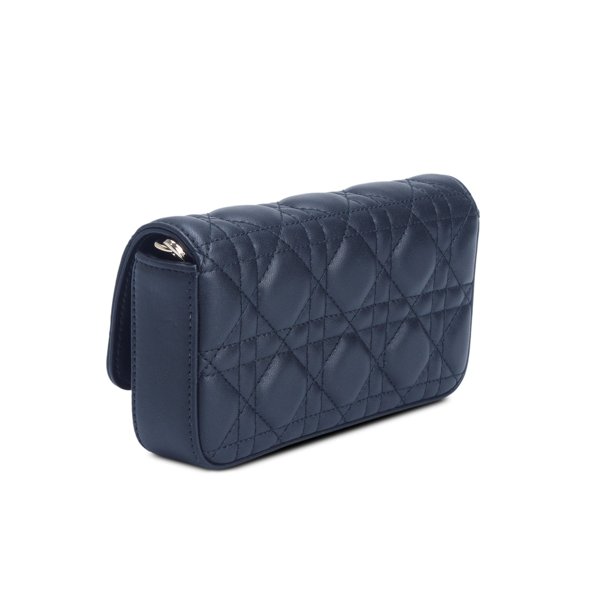 Christian Dior 2024 Black Lambskin Cannage Dior Talk Phone Pouch w/ Chain