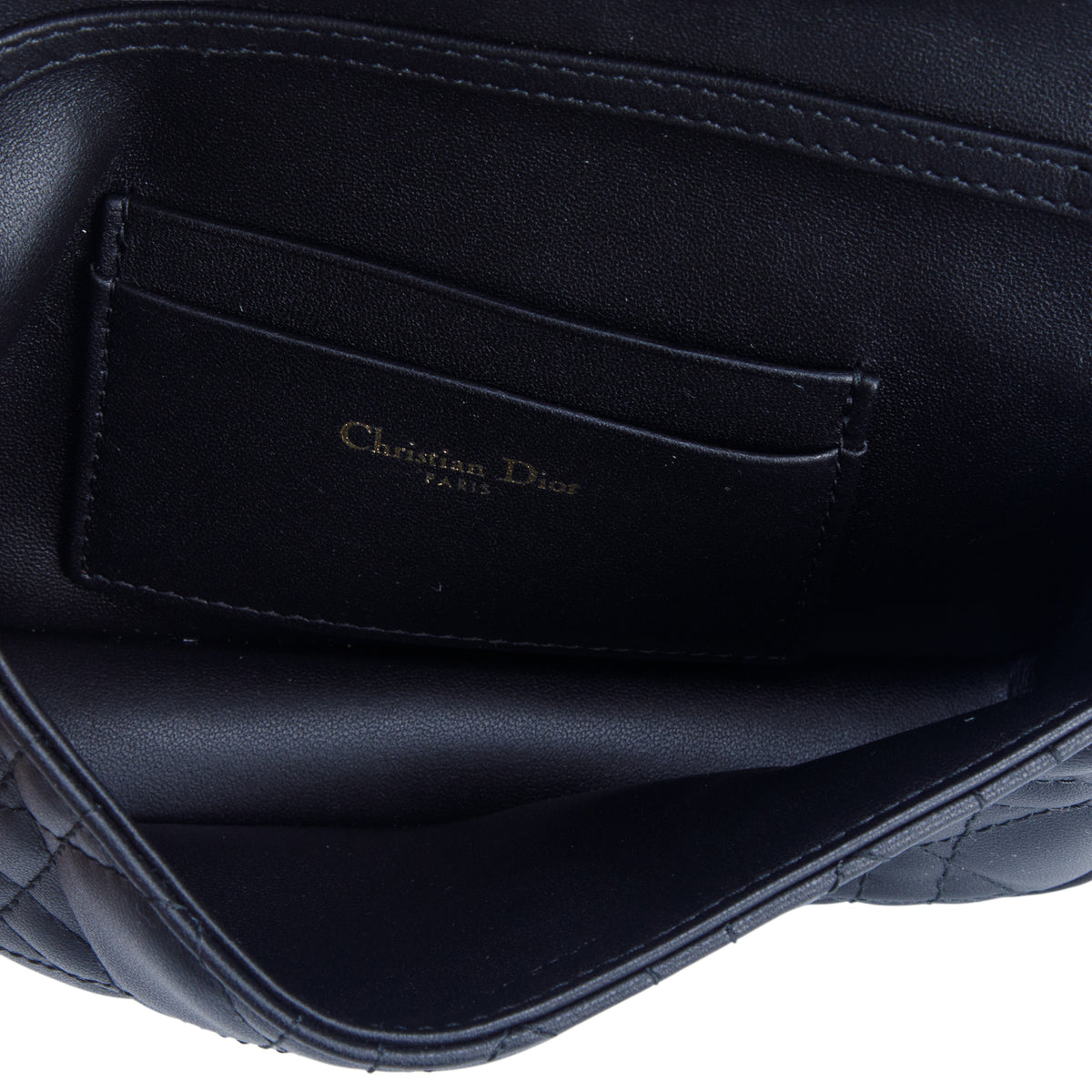 Christian Dior 2024 Black Lambskin Cannage Dior Talk Phone Pouch w/ Chain