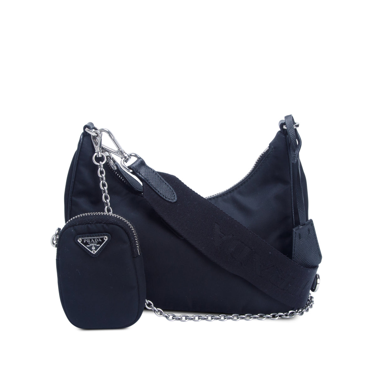 Prada 2021 Black Re-Edition 2005 Re-Nylon Bag w/ Authenticity Card & Straps
