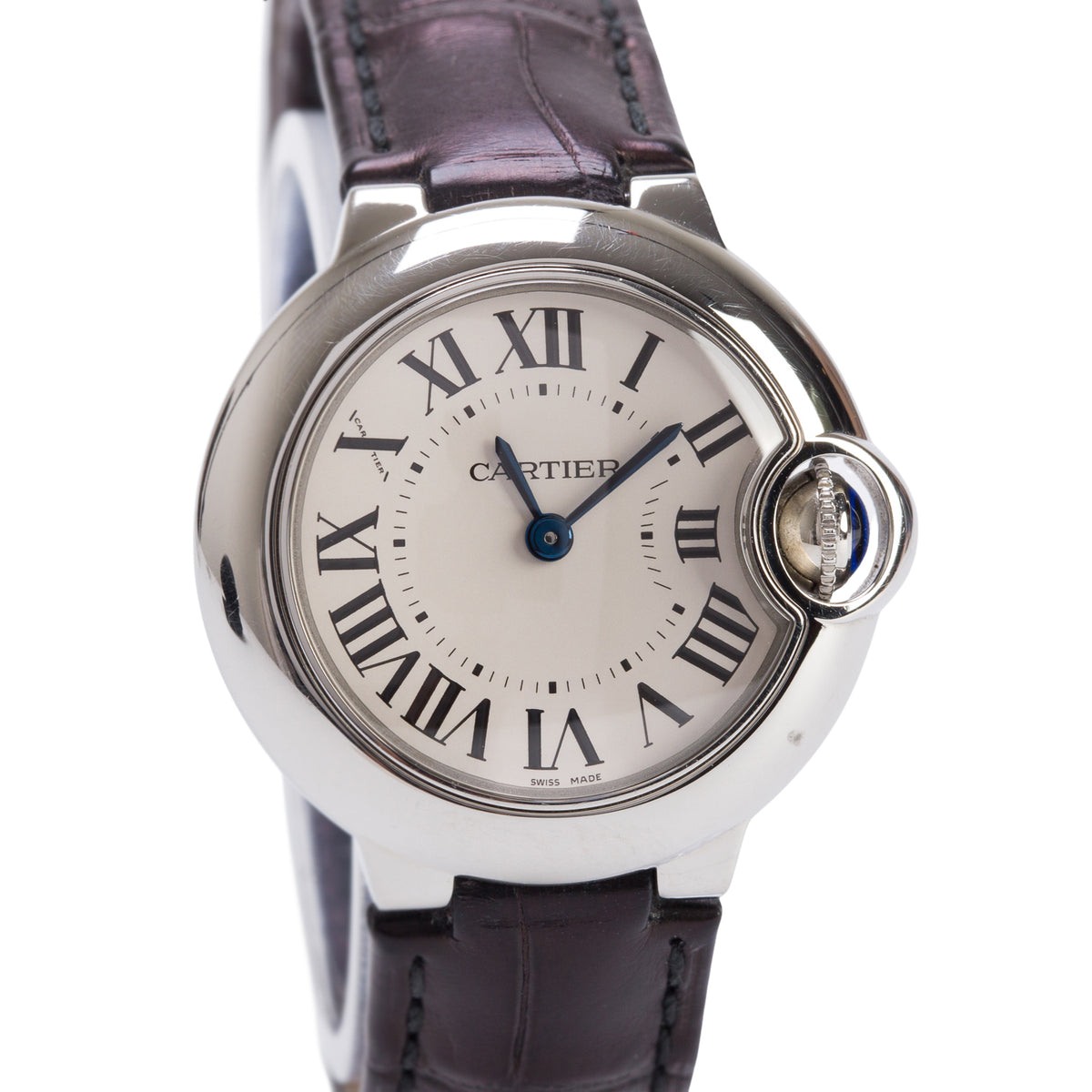 Cartier Stainless Steel Ballon Bleu de Cartier 28 MM Quartz Watch Silver Dial 3009