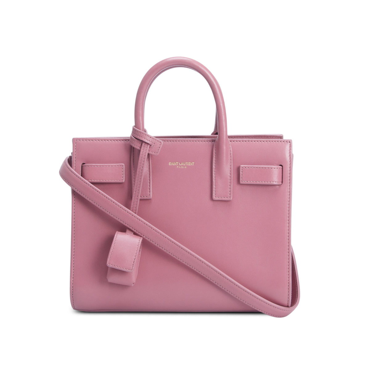 Saint Laurent Pink Smooth Calfskin Leather Nano Sac De Jour w/ Strap