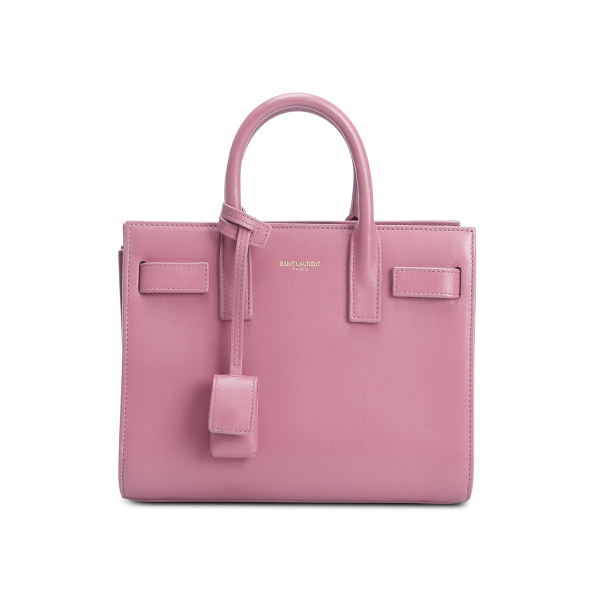 Saint Laurent Pink Smooth Calfskin Leather Nano Sac De Jour w/ Strap