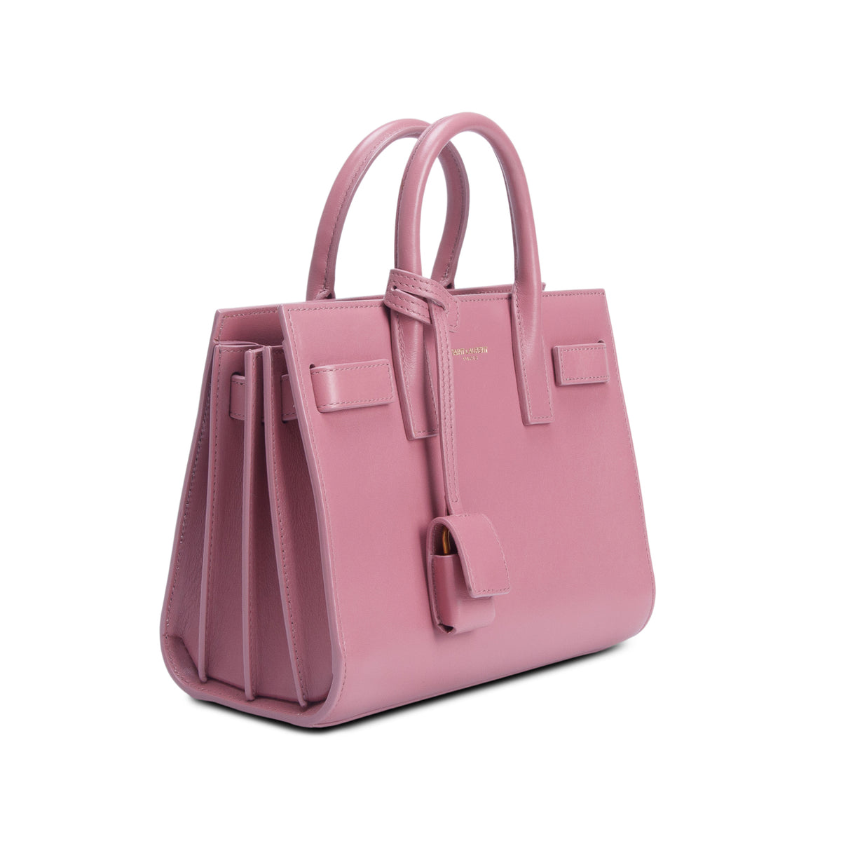 Saint Laurent Pink Smooth Calfskin Leather Nano Sac De Jour w/ Strap