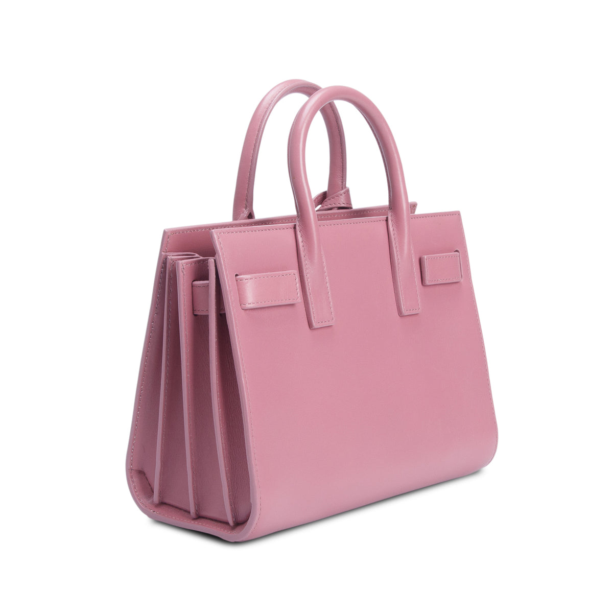 Saint Laurent Pink Smooth Calfskin Leather Nano Sac De Jour w/ Strap
