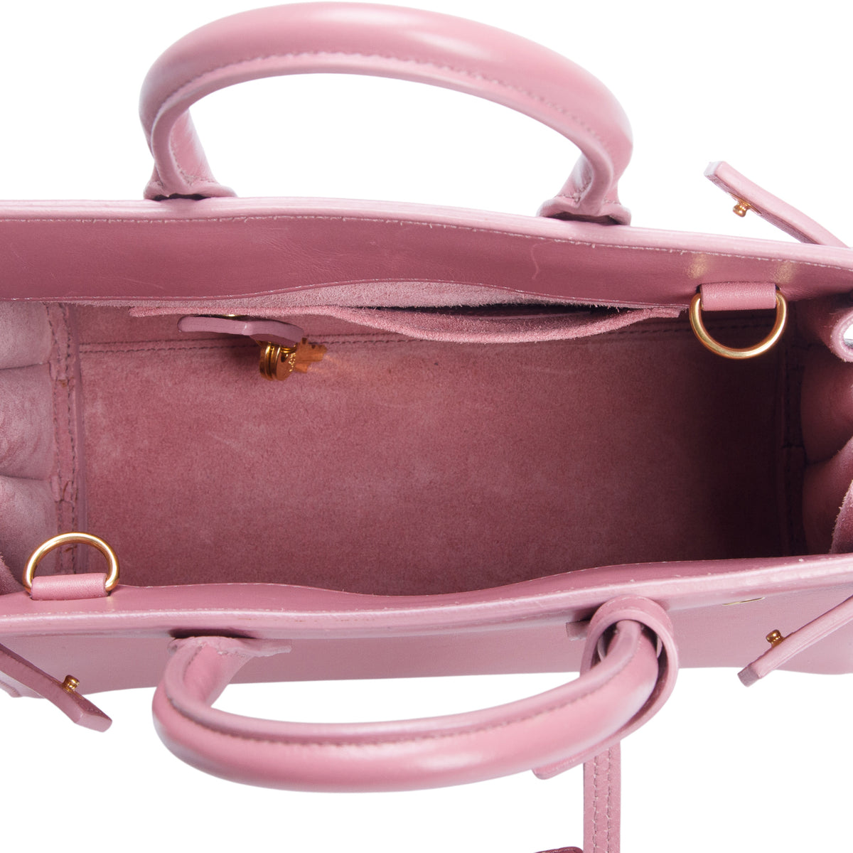 Saint Laurent Pink Smooth Calfskin Leather Nano Sac De Jour w/ Strap