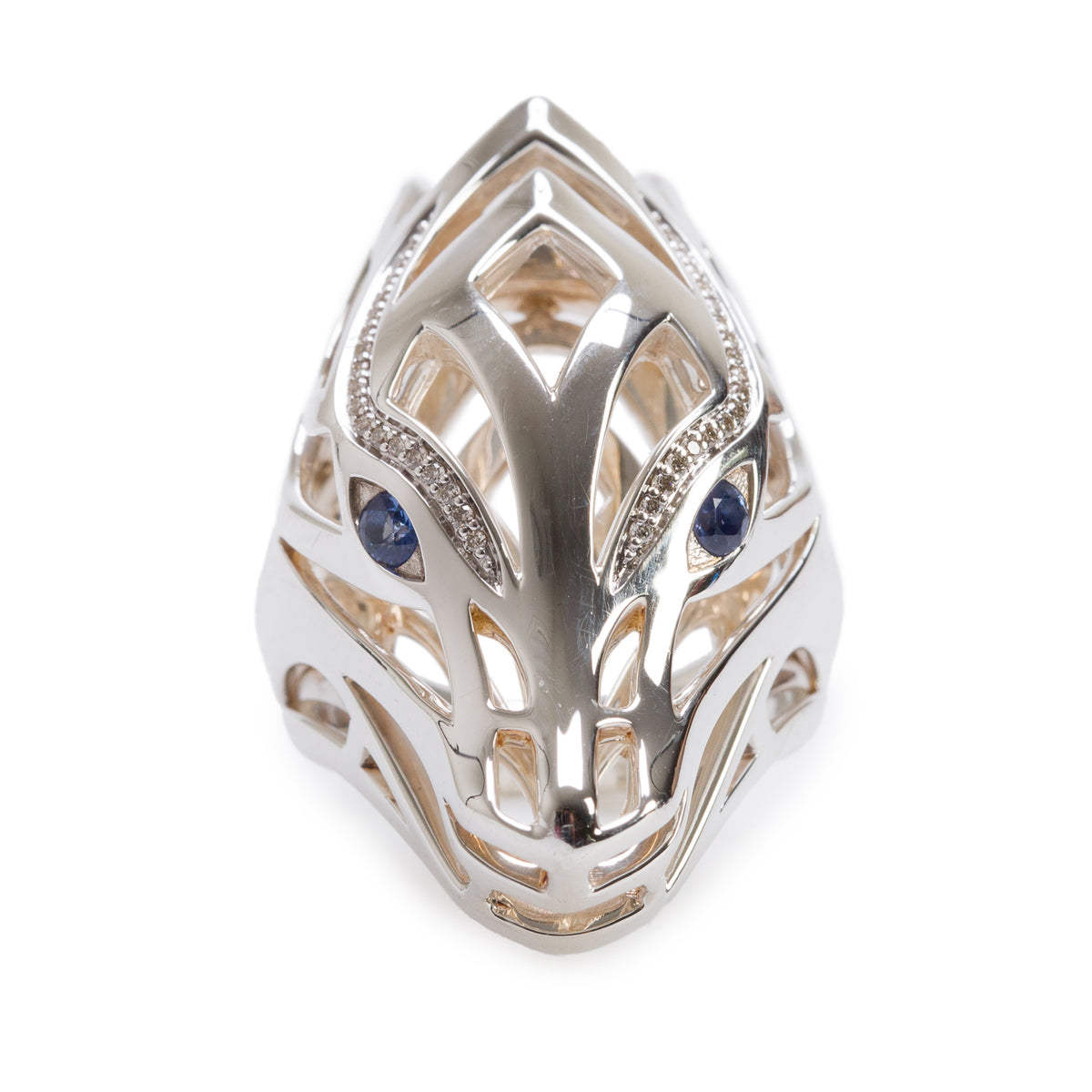 John Hardy Sterling Silver Diamond & Sapphire Naga Saddle Ring, Size 6