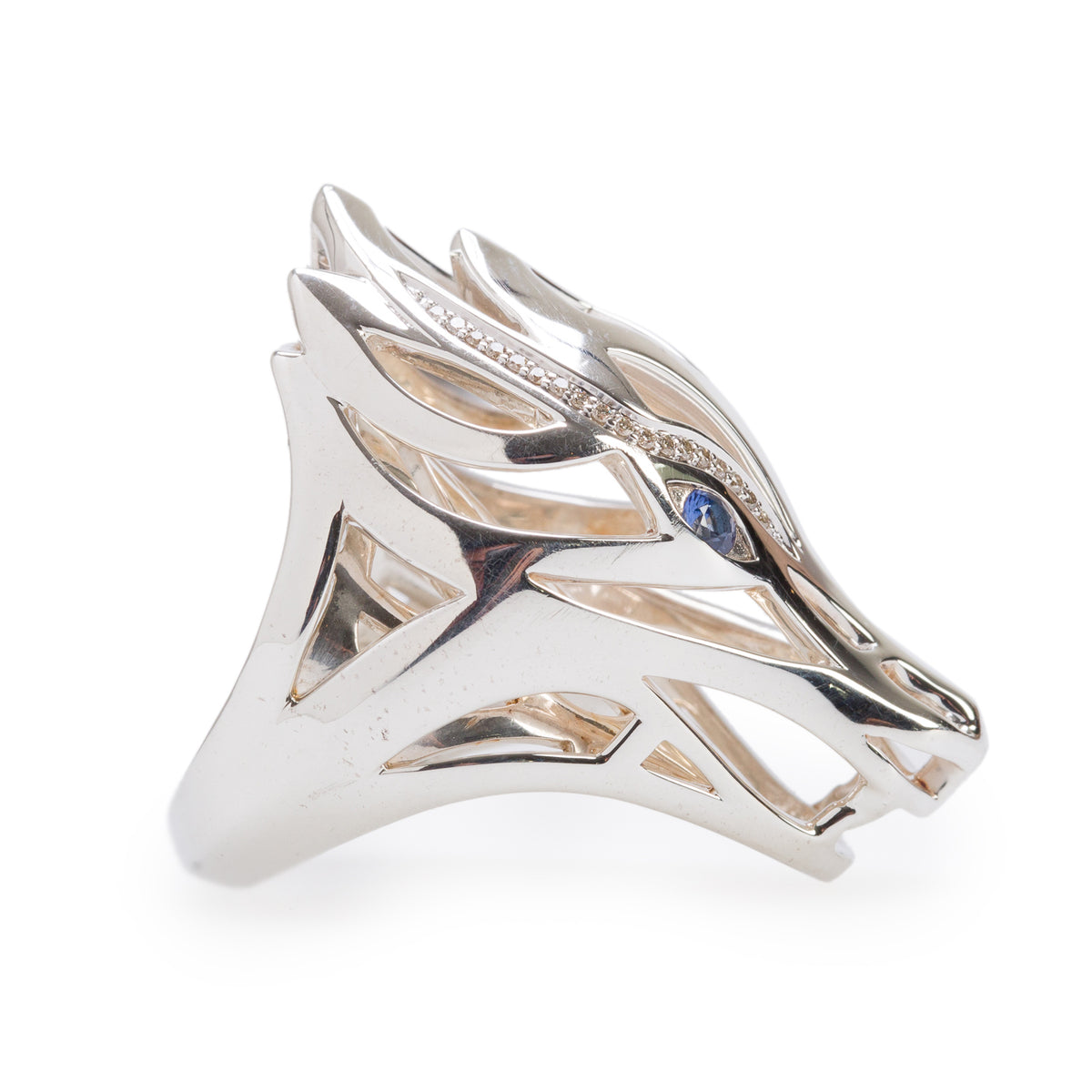 John Hardy Sterling Silver Diamond & Sapphire Naga Saddle Ring, Size 6