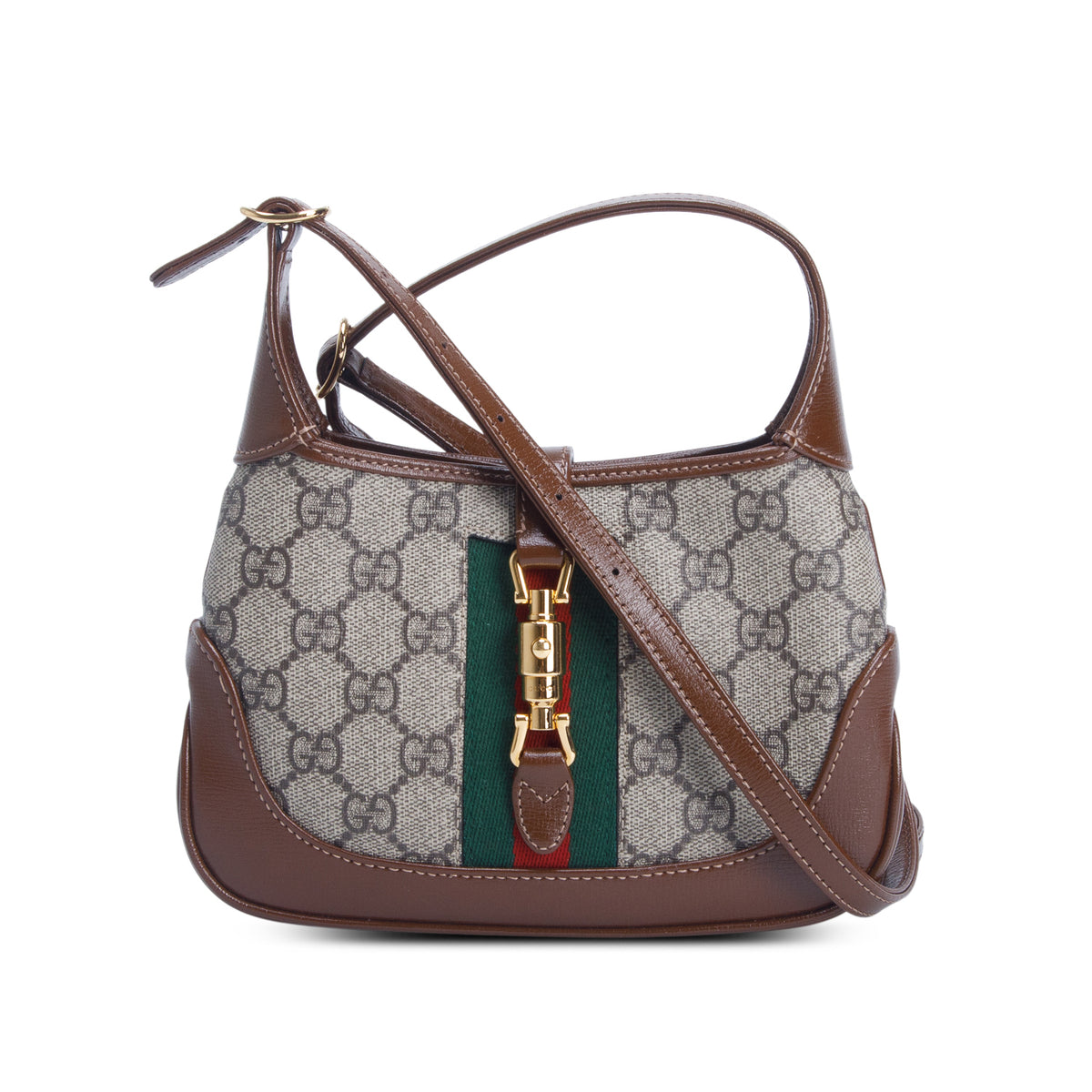 Gucci GG Supreme Monogram Azalea Calfskin Web Mini Jackie 1961 w/ Strap