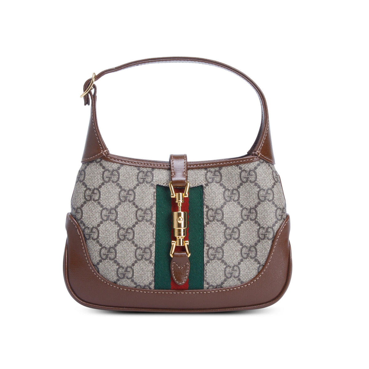 Gucci GG Supreme Monogram Azalea Calfskin Web Mini Jackie 1961 w/ Strap