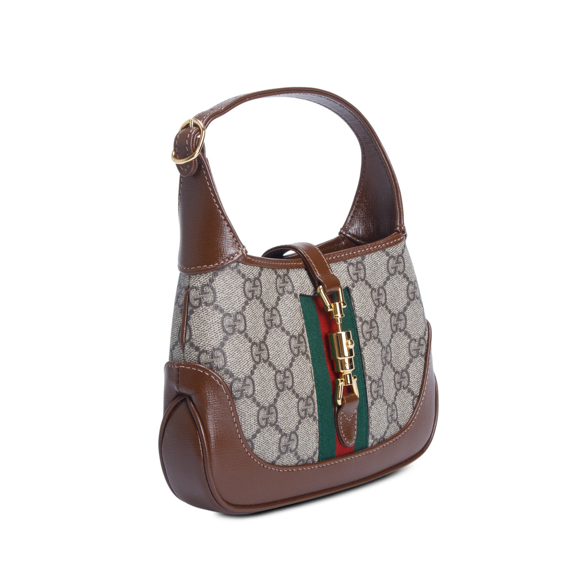 Gucci GG Supreme Monogram Azalea Calfskin Web Mini Jackie 1961 w/ Strap