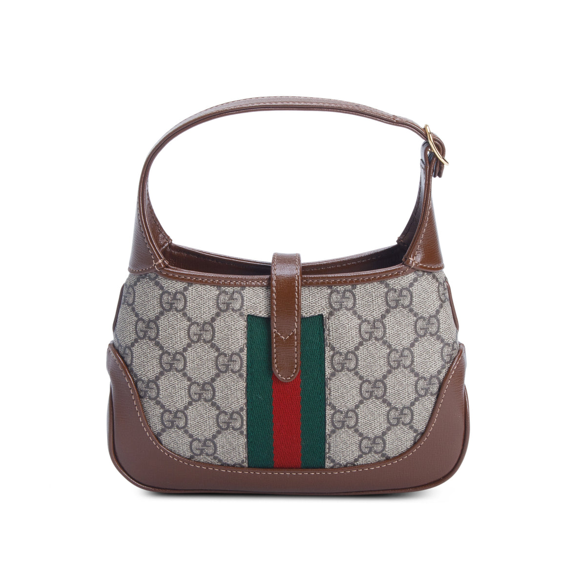 Gucci GG Supreme Monogram Azalea Calfskin Web Mini Jackie 1961 w/ Strap