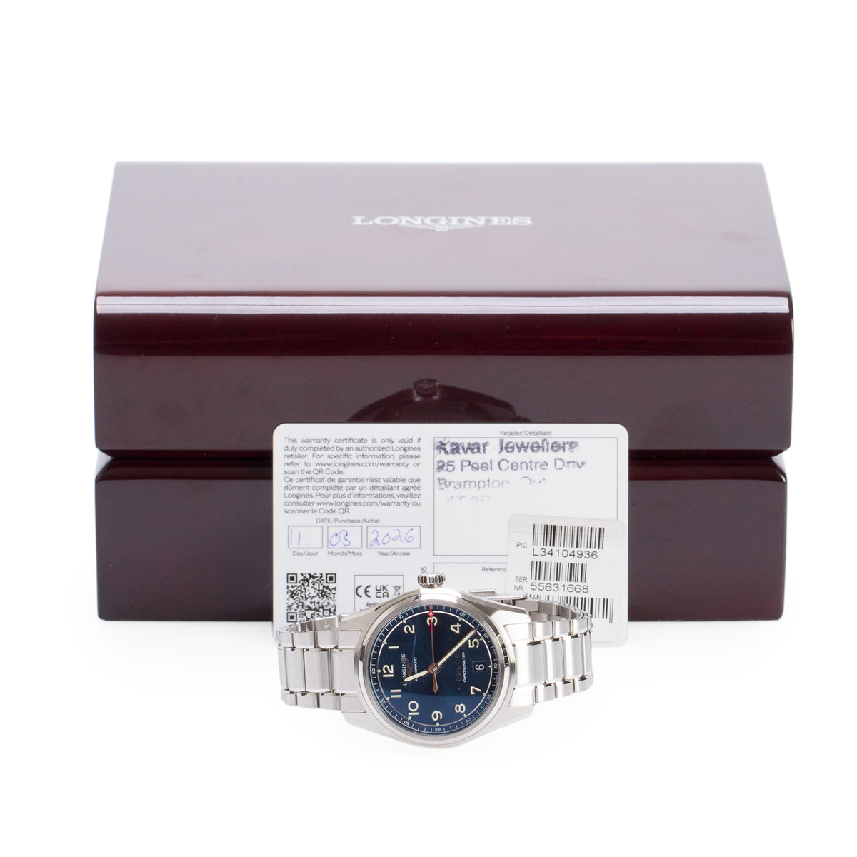 Longines 2026 Stainless Steel Spirit 37 MM Automatic Watch Blue Dial w/ Box & Papers