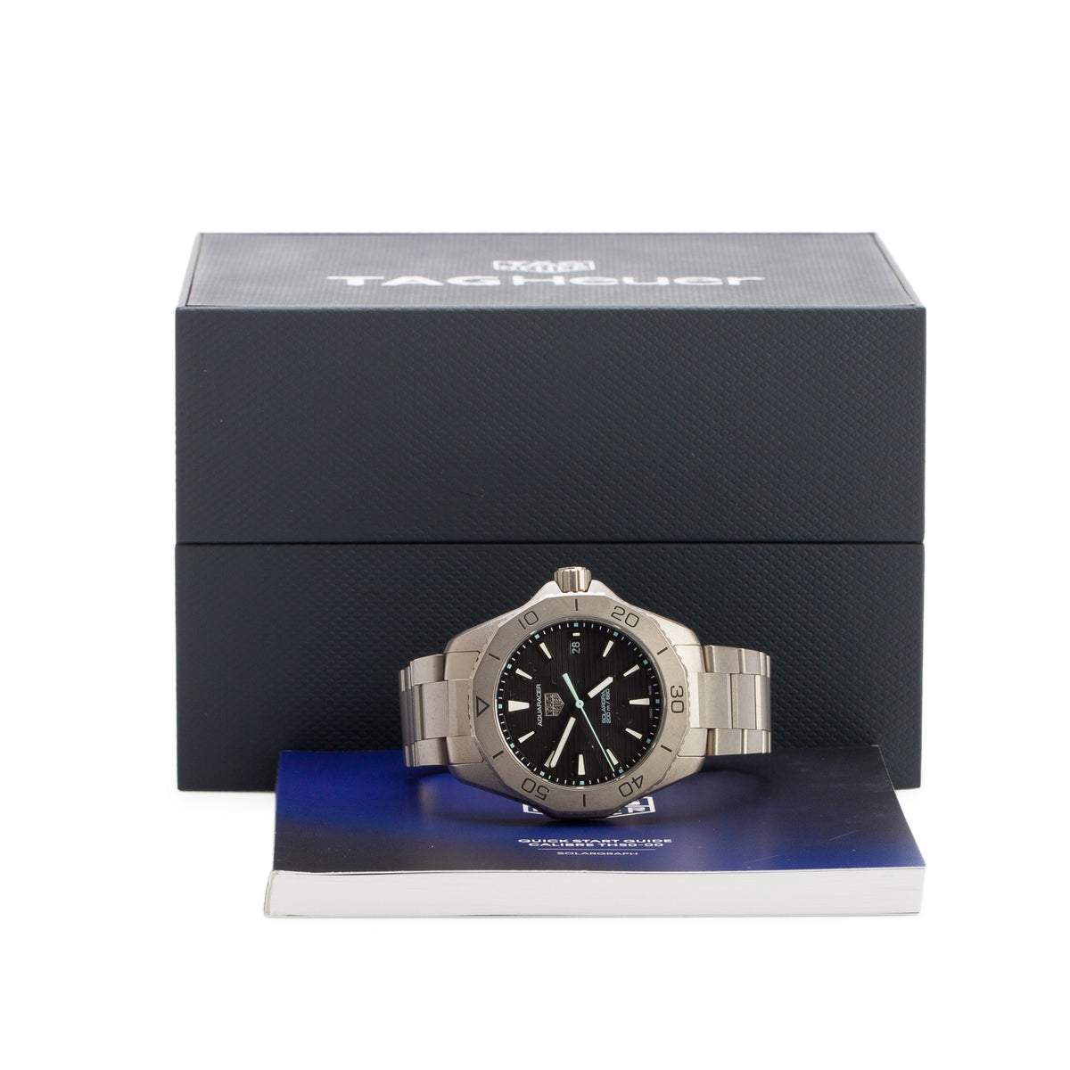 Tag Heuer Titanium Aquaracer Professional 200 Solargraph 40 MM Quartz Watch Black Dial WBP1180 w/ Box & Papers