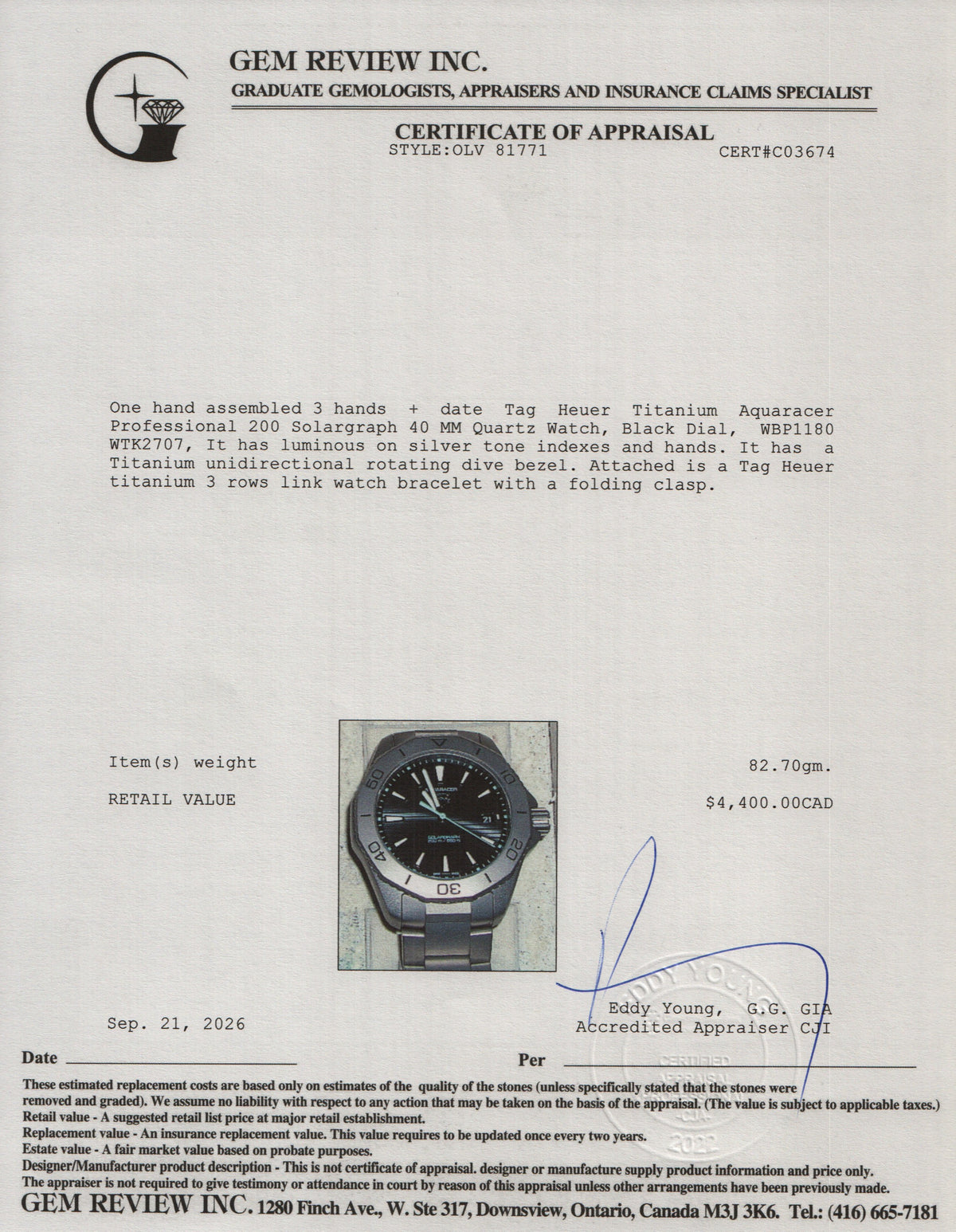 Tag Heuer Titanium Aquaracer Professional 200 Solargraph 40 MM Quartz Watch Black Dial WBP1180 w/ Box & Papers