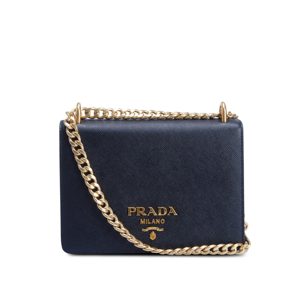 Prada Black Saffiano Lux Chain Shoulder Bag w/ Authenticity Card