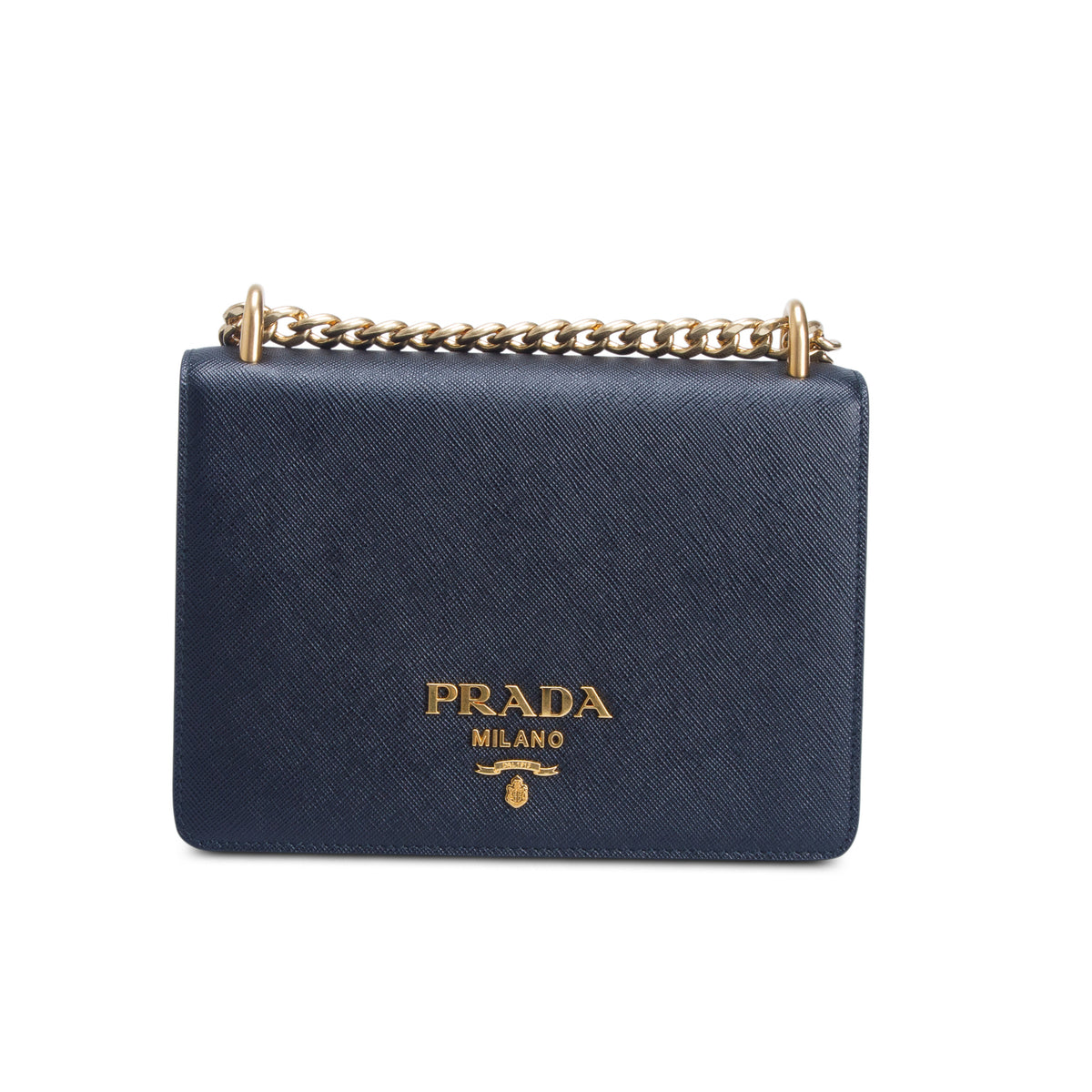 Prada Black Saffiano Lux Chain Shoulder Bag w/ Authenticity Card