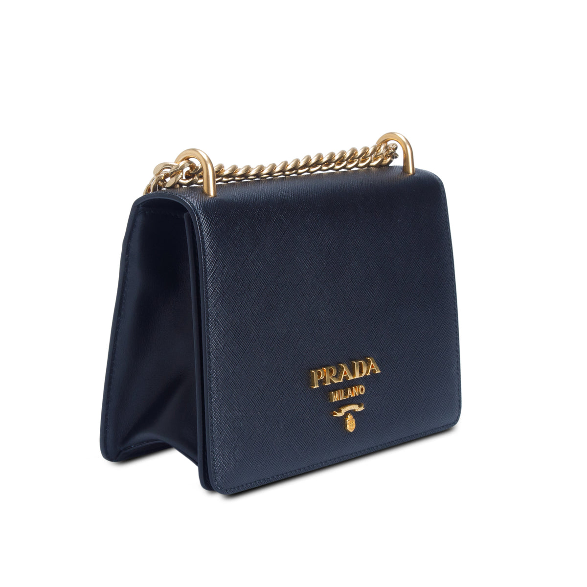 Prada Black Saffiano Lux Chain Shoulder Bag w/ Authenticity Card