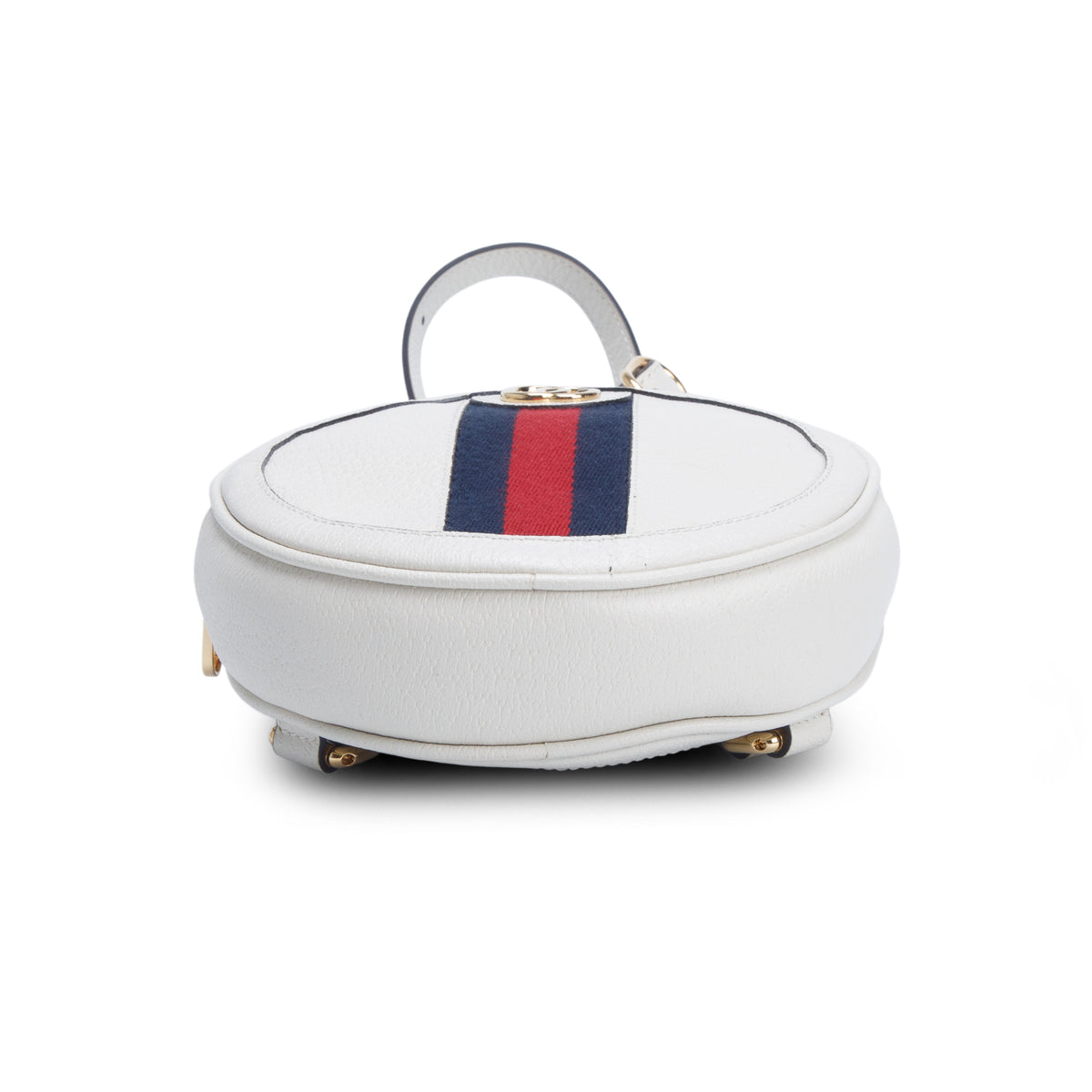 Gucci White Textured Calfskin Web Mini Ophidia Round Backpack